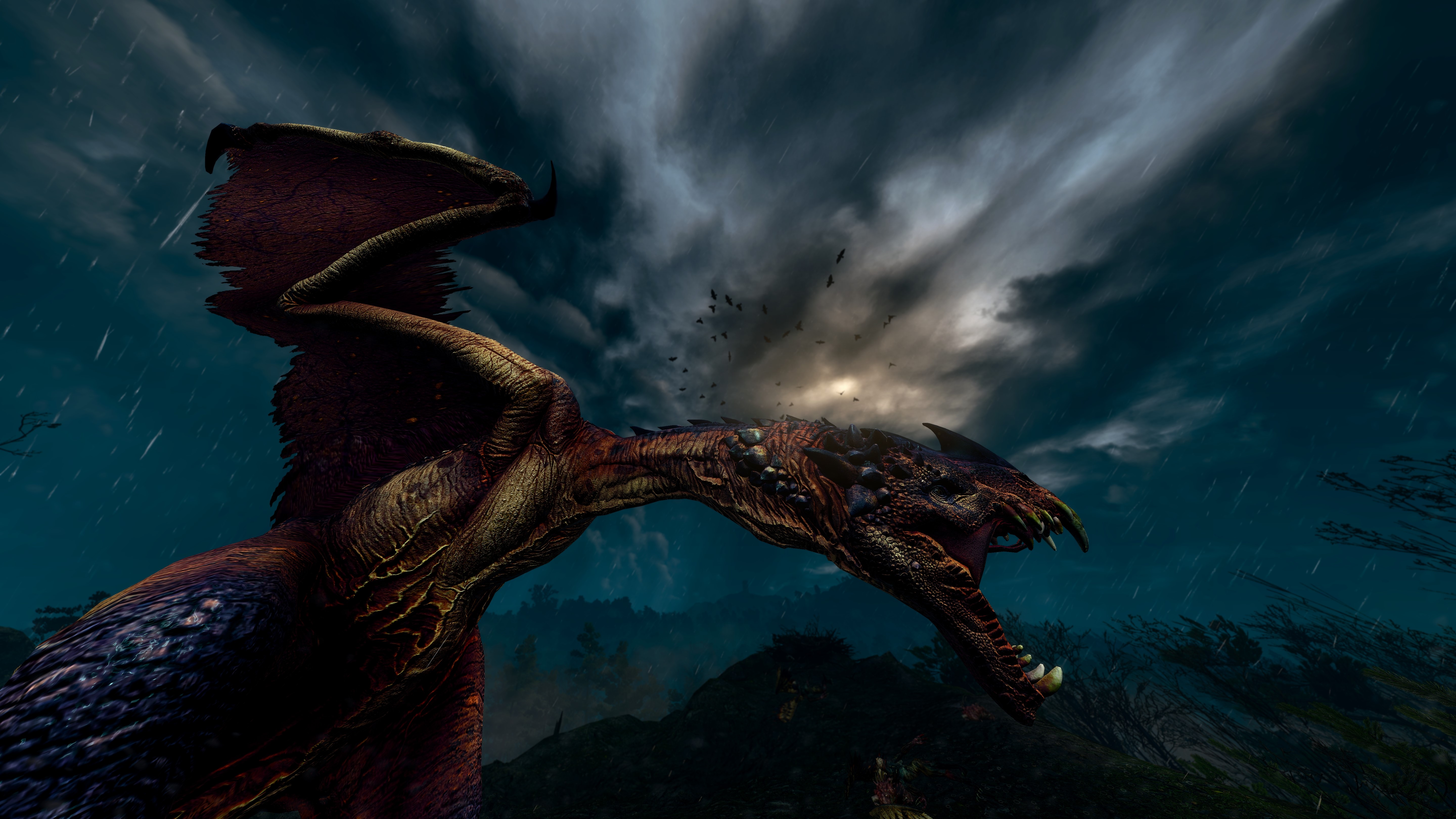 4K screenshot of a dragon from The Witcher 3: Wild Hunt HD Wallpaper