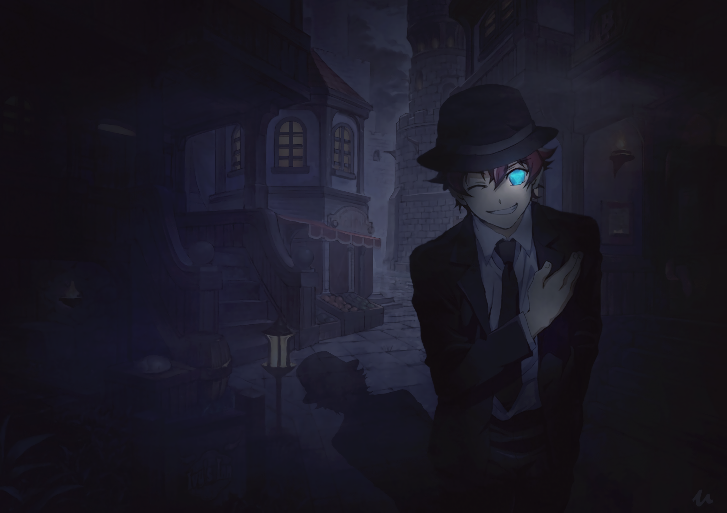 Leonardo Watch from Kekkai Sensen in a dark city HD Wallpaper