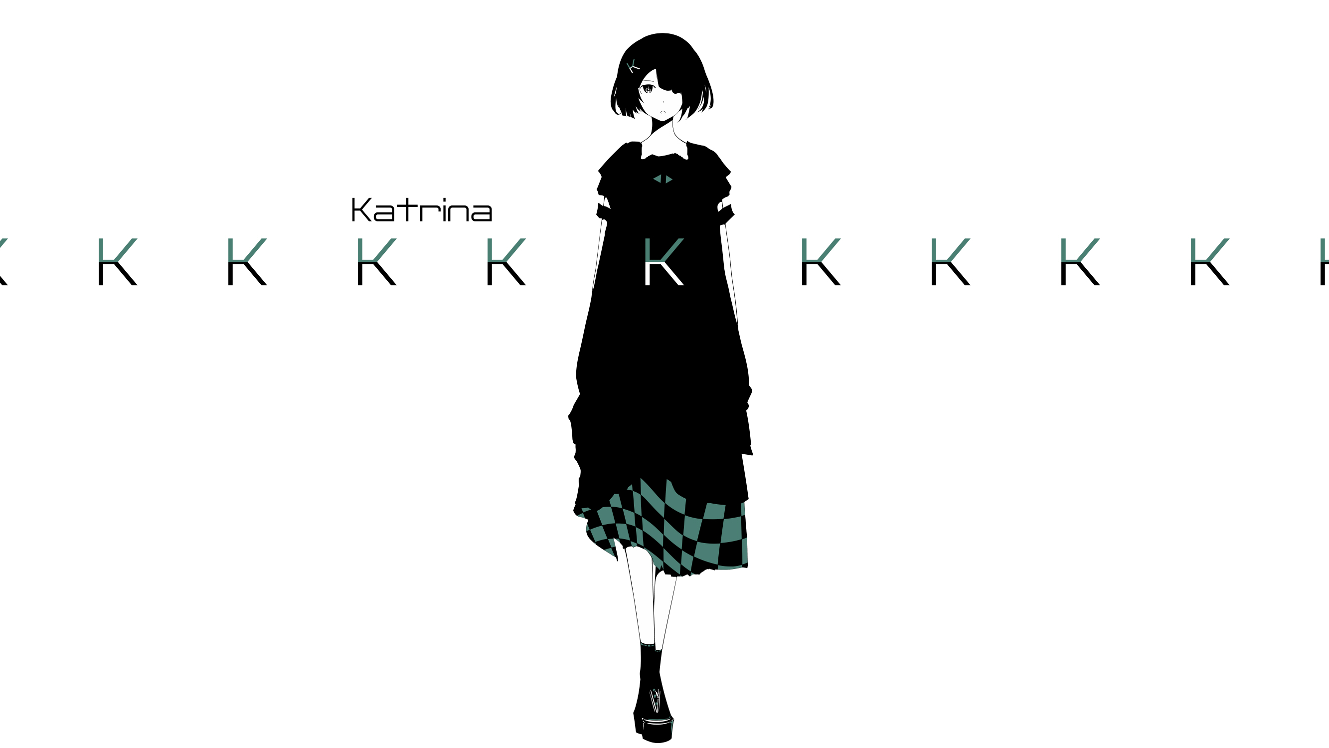 Katrina anime girl with black dress and checkered skirt HD Wallpaper