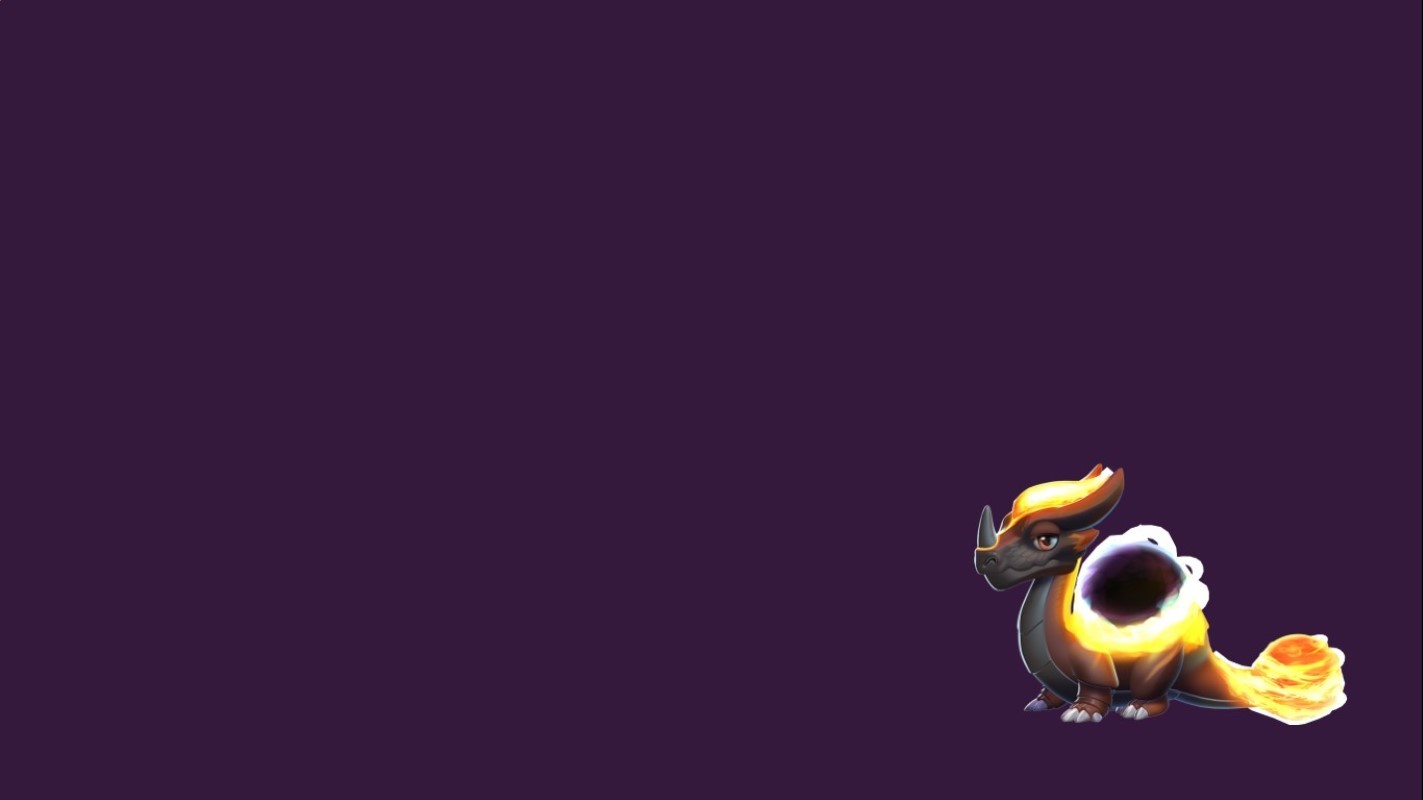 Dragon with fiery tail and orb on purple background HD Wallpaper