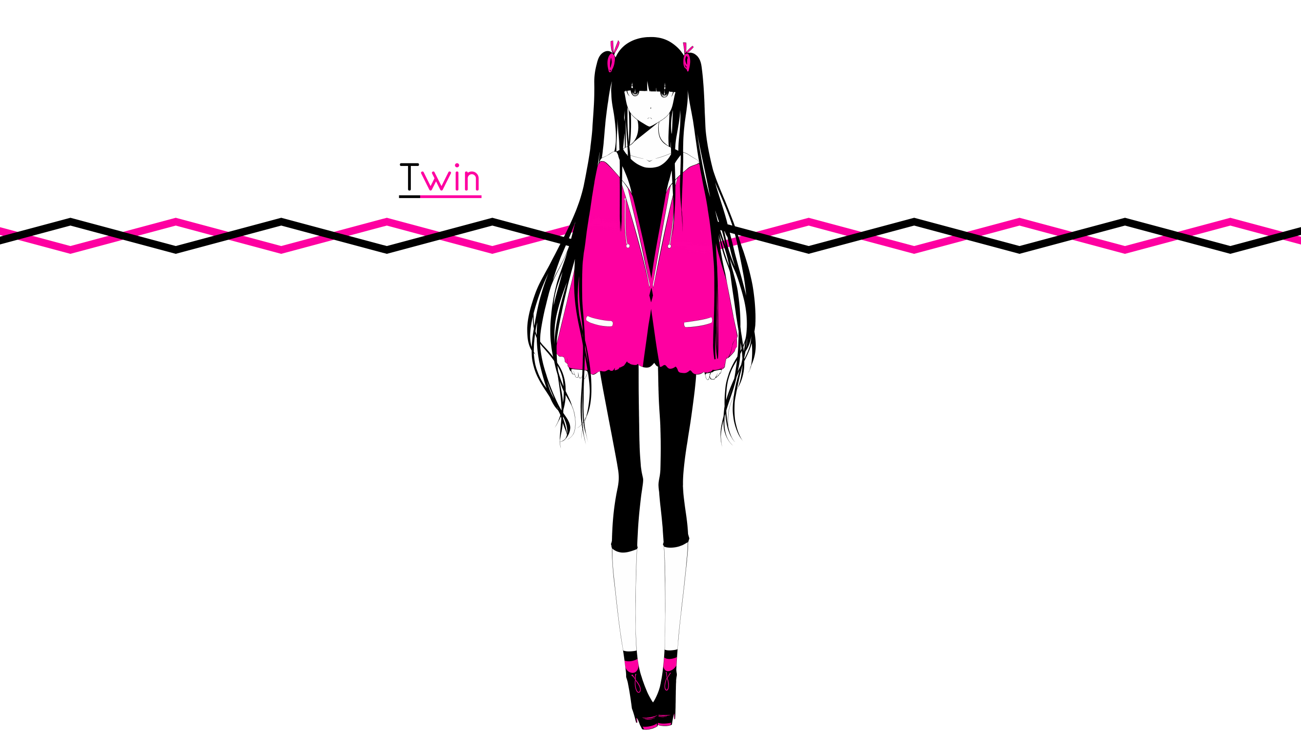 Anime girl with twintails wearing a pink jacket HD Wallpaper