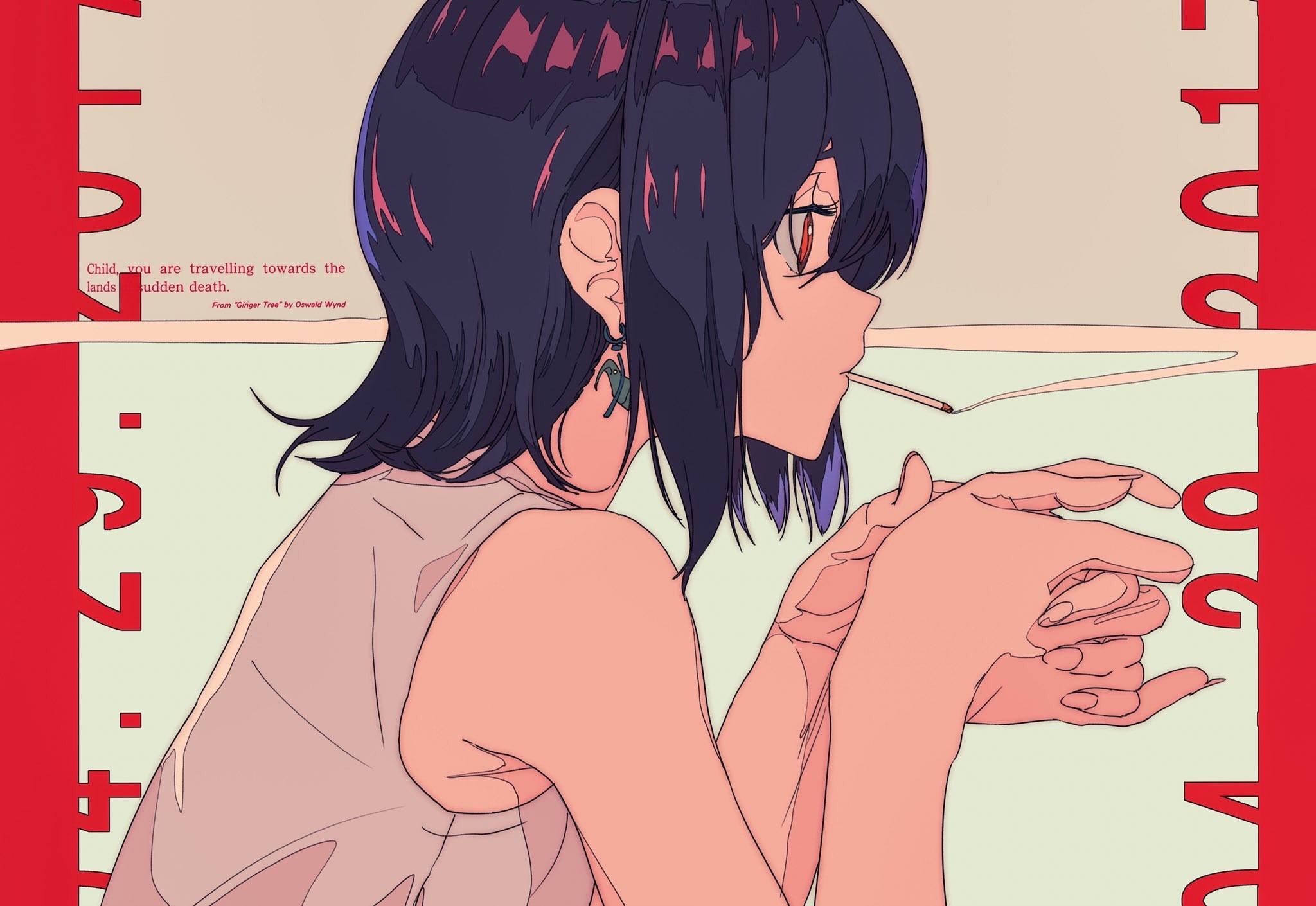 Anime girl smoking cigarette HD Wallpaper