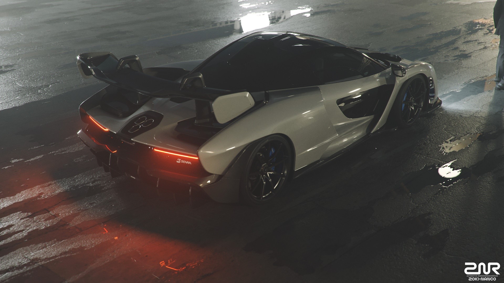 McLaren Senna sports car on wet asphalt HD Wallpaper