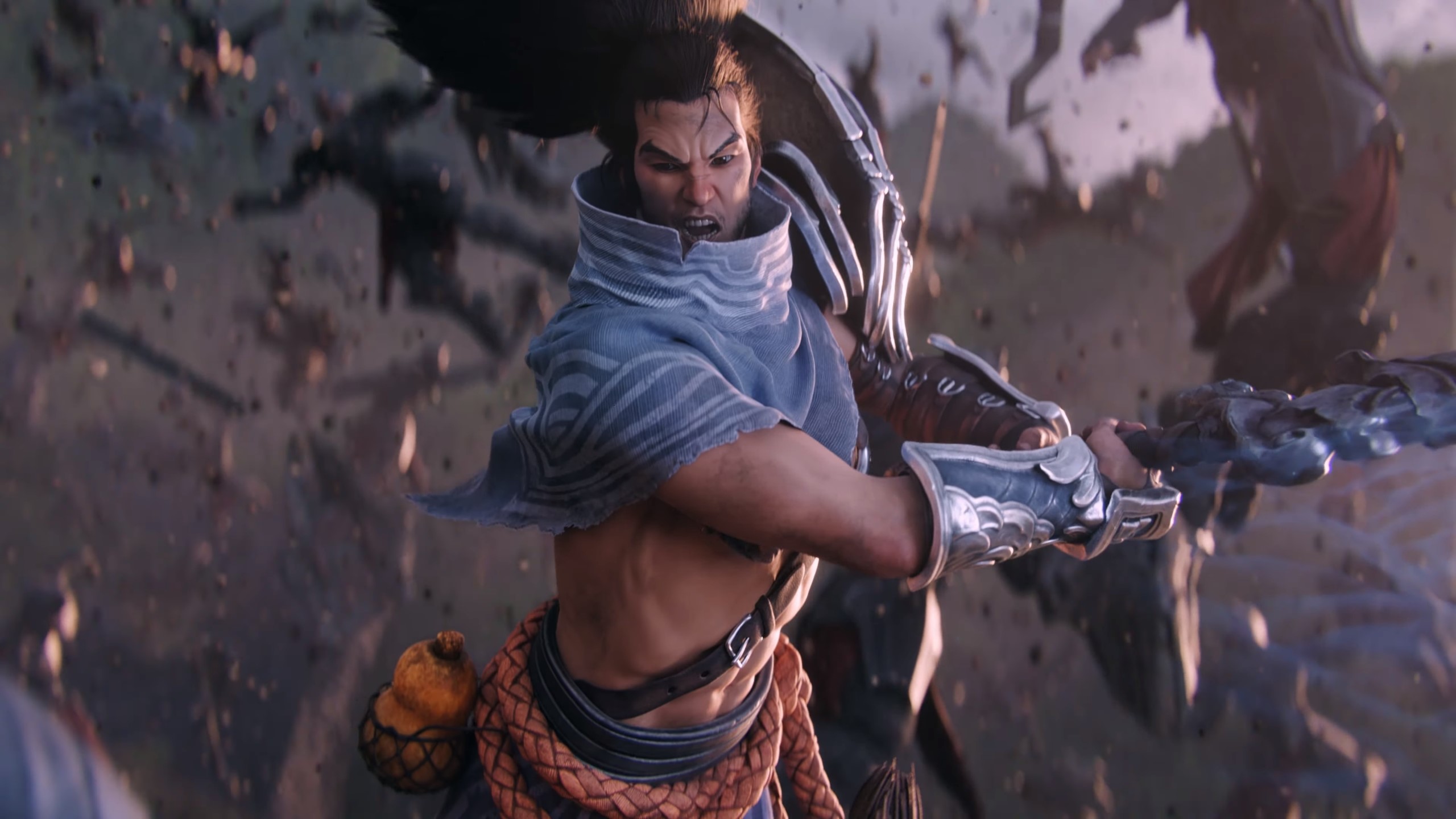 Yasuo from League of Legends in combat HD Wallpaper