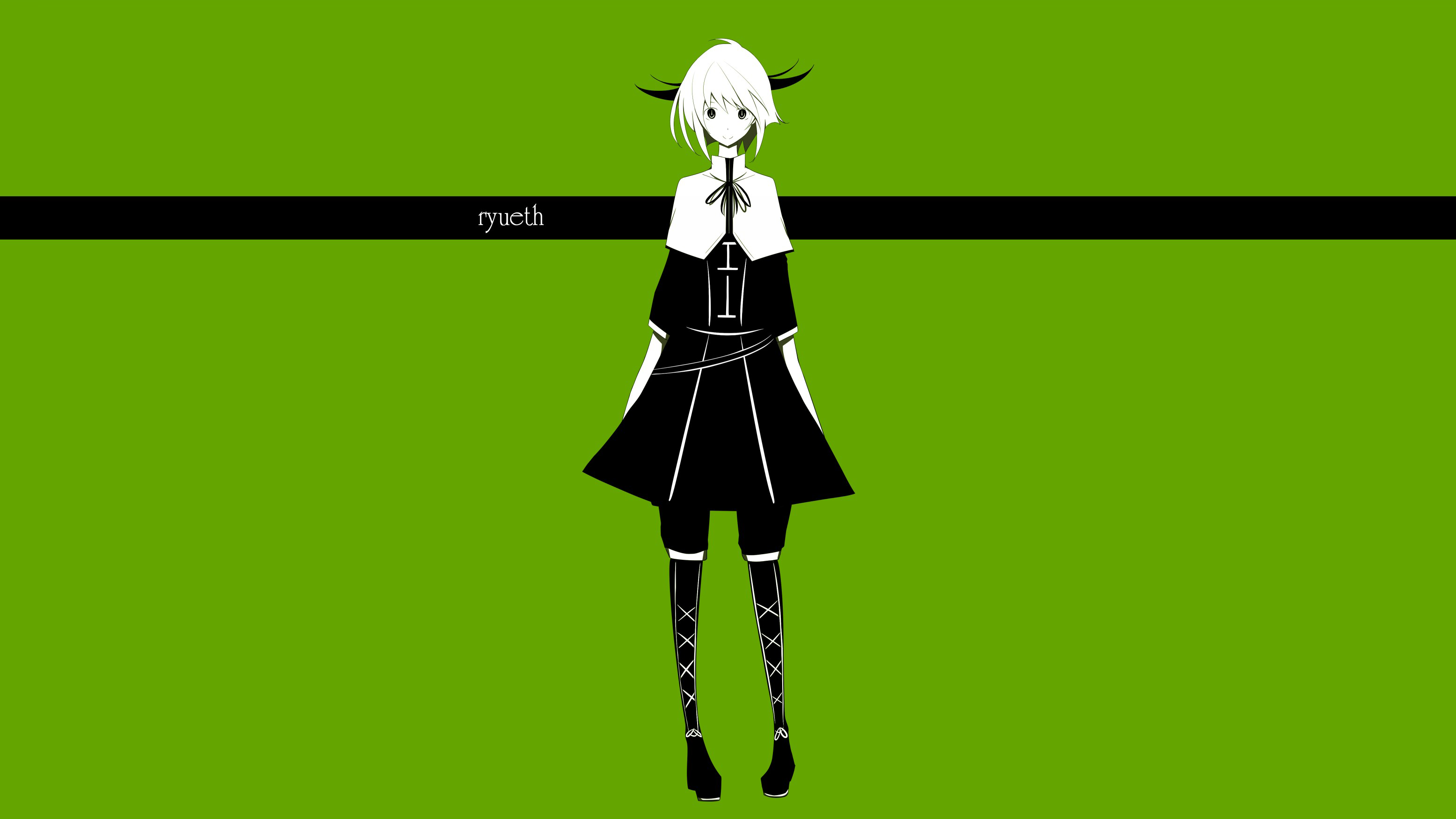 Anime girl with horns and black dress HD Wallpaper