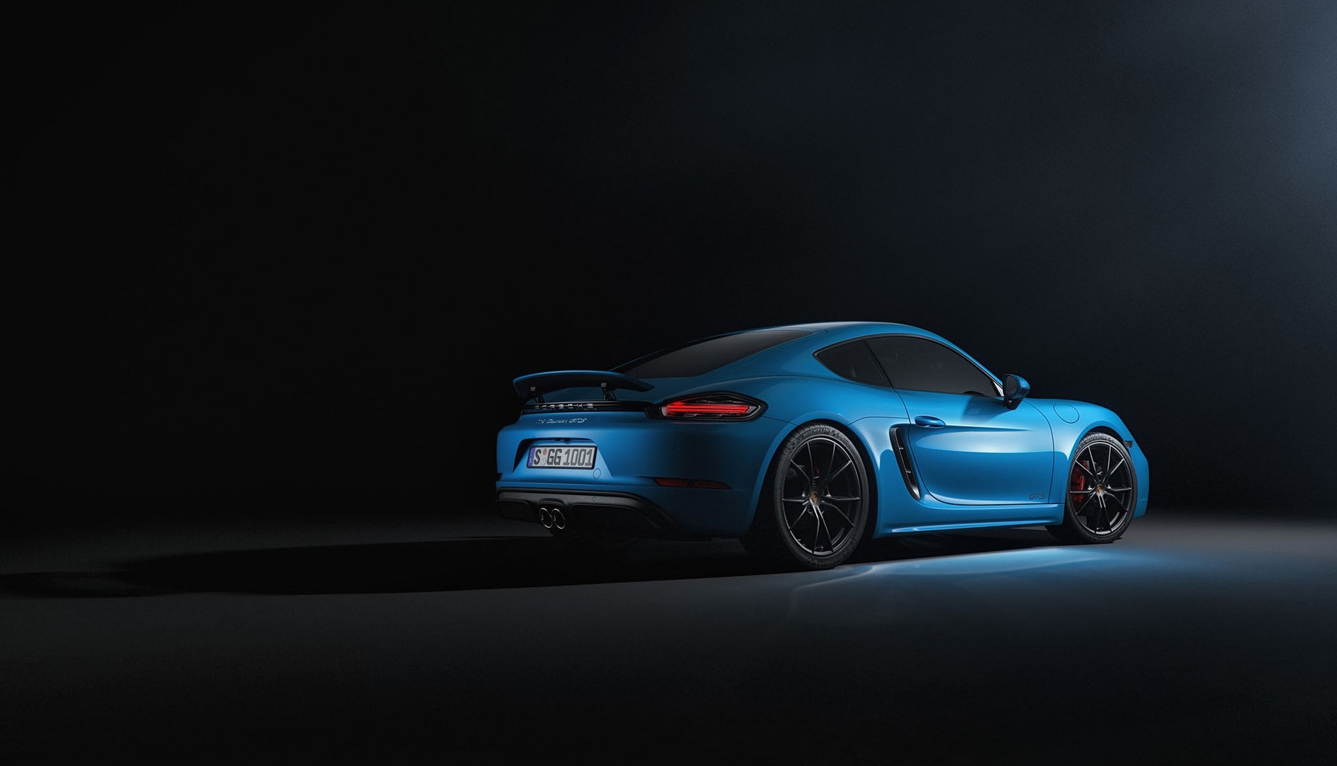 Blue Porsche 718 Cayman GT4 with license plate S GG 1001 HD Wallpaper