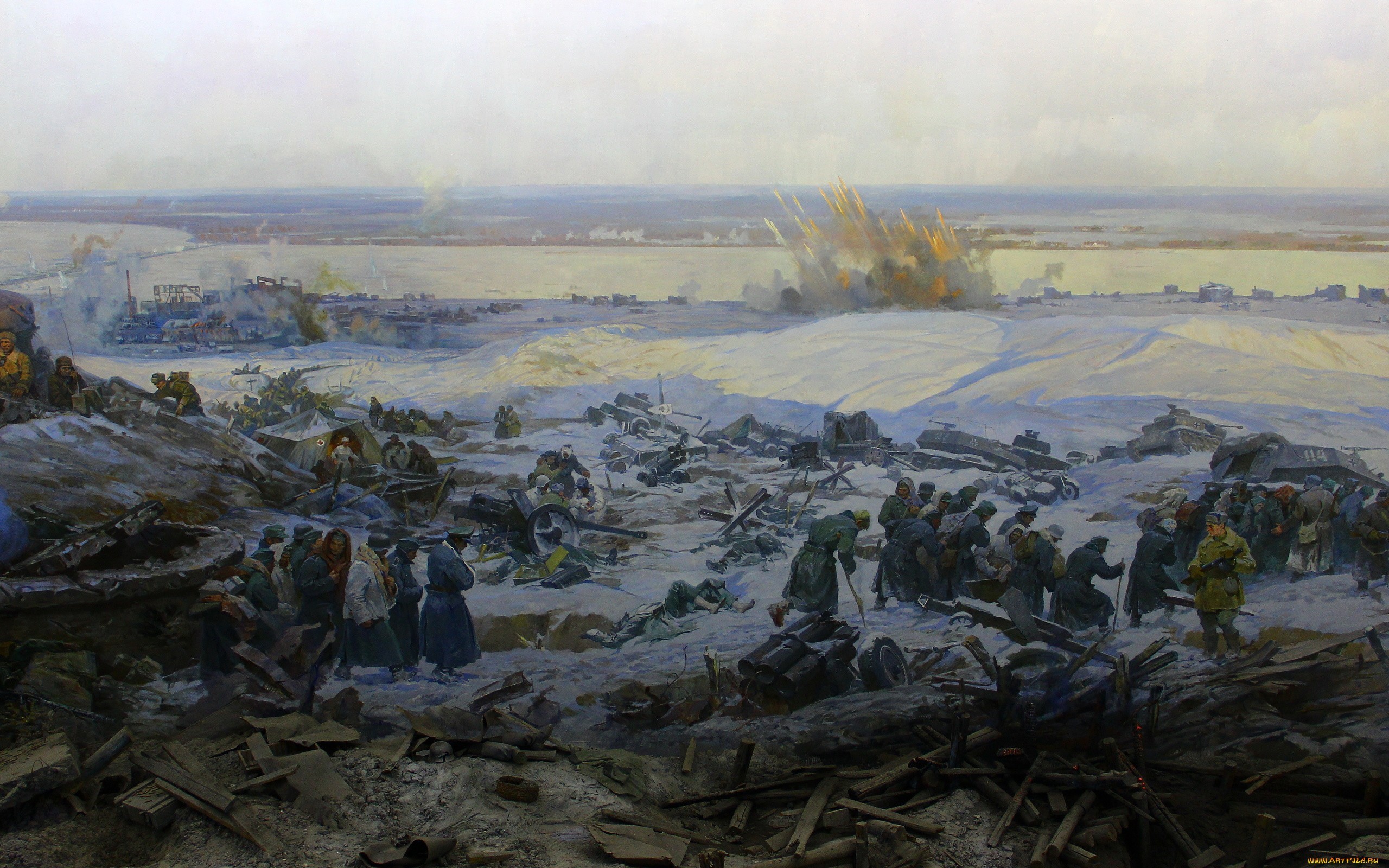 Artwork depicting a World War II battle scene HD Wallpaper