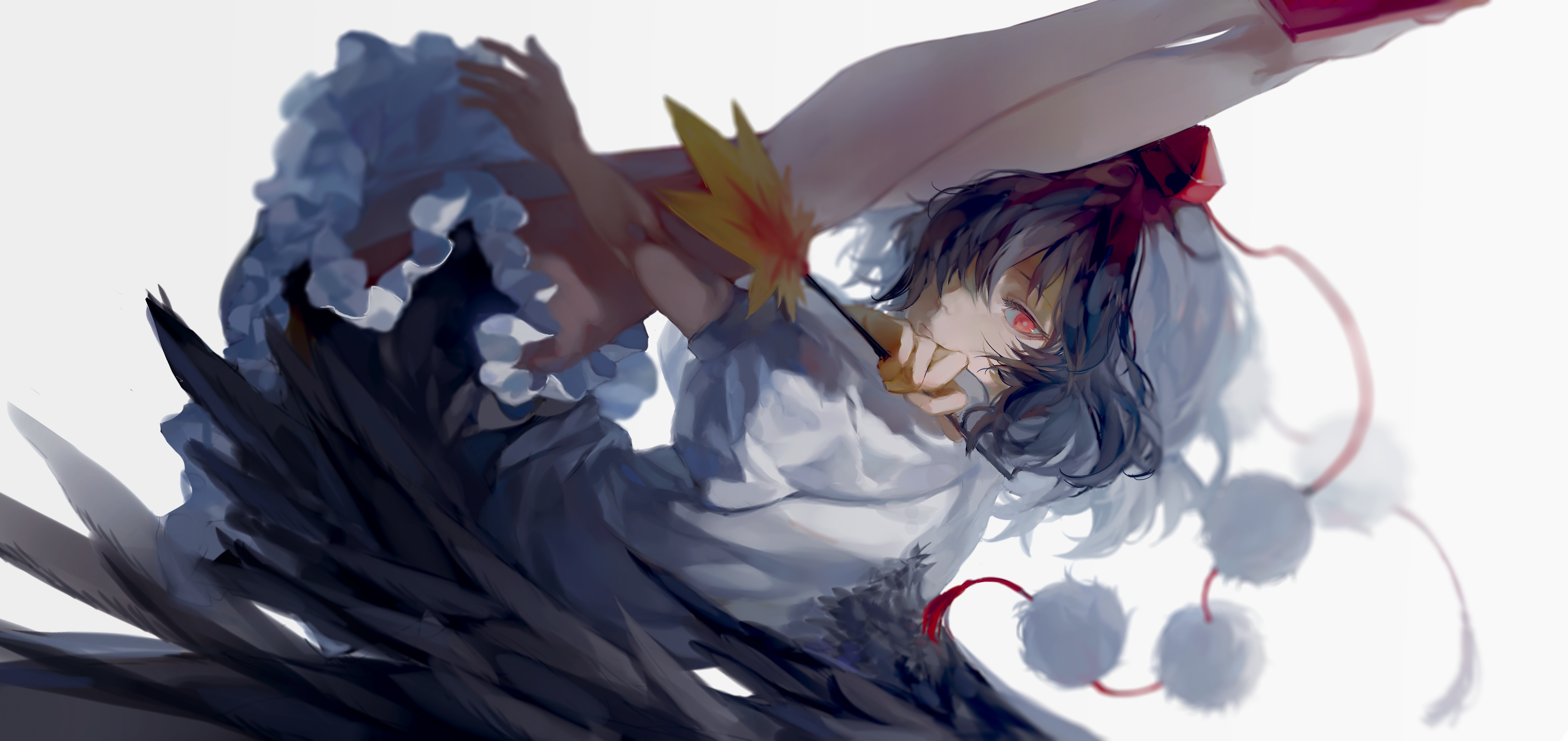 Anime girl with black hair and red eyes HD Wallpaper