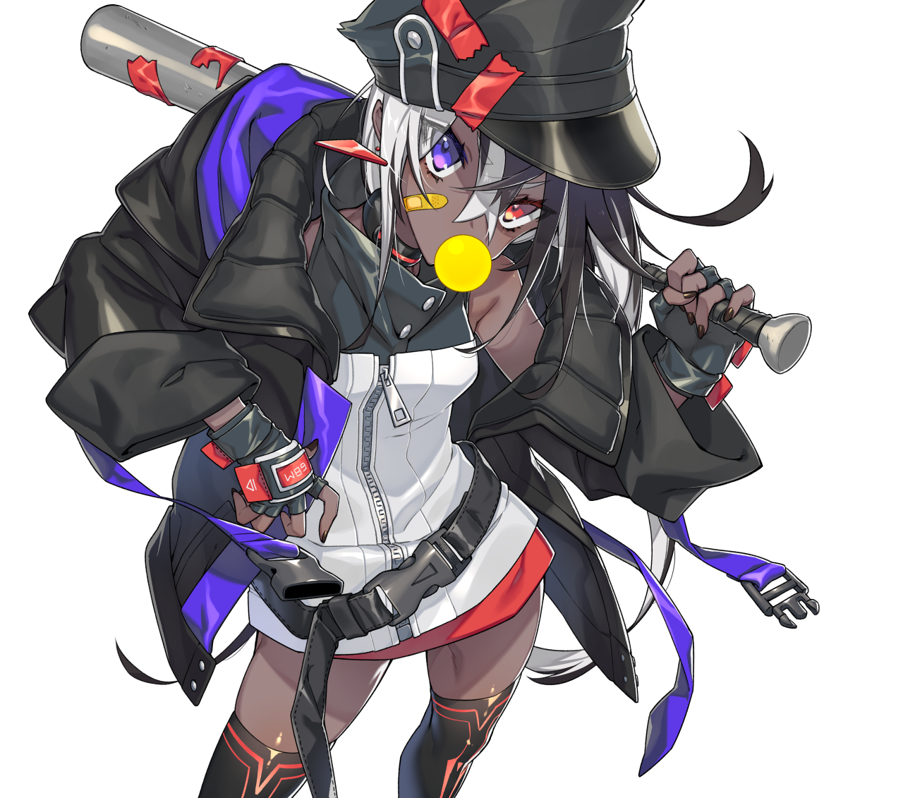 Anime girl with baseball bat and hat HD Wallpaper
