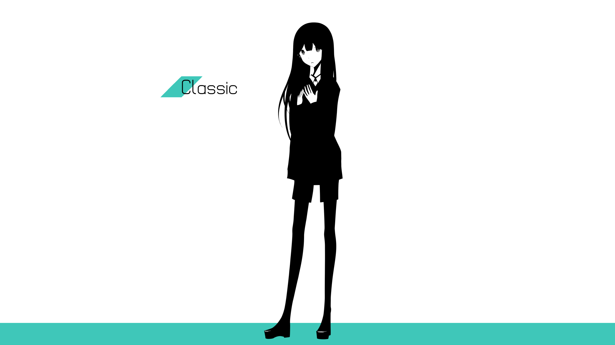 Anime girl with long black hair and shorts HD Wallpaper