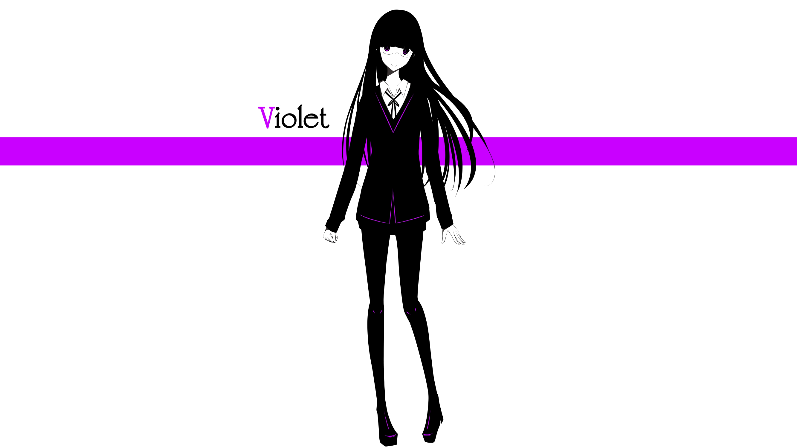 Violet anime girl in black suit HD Wallpaper