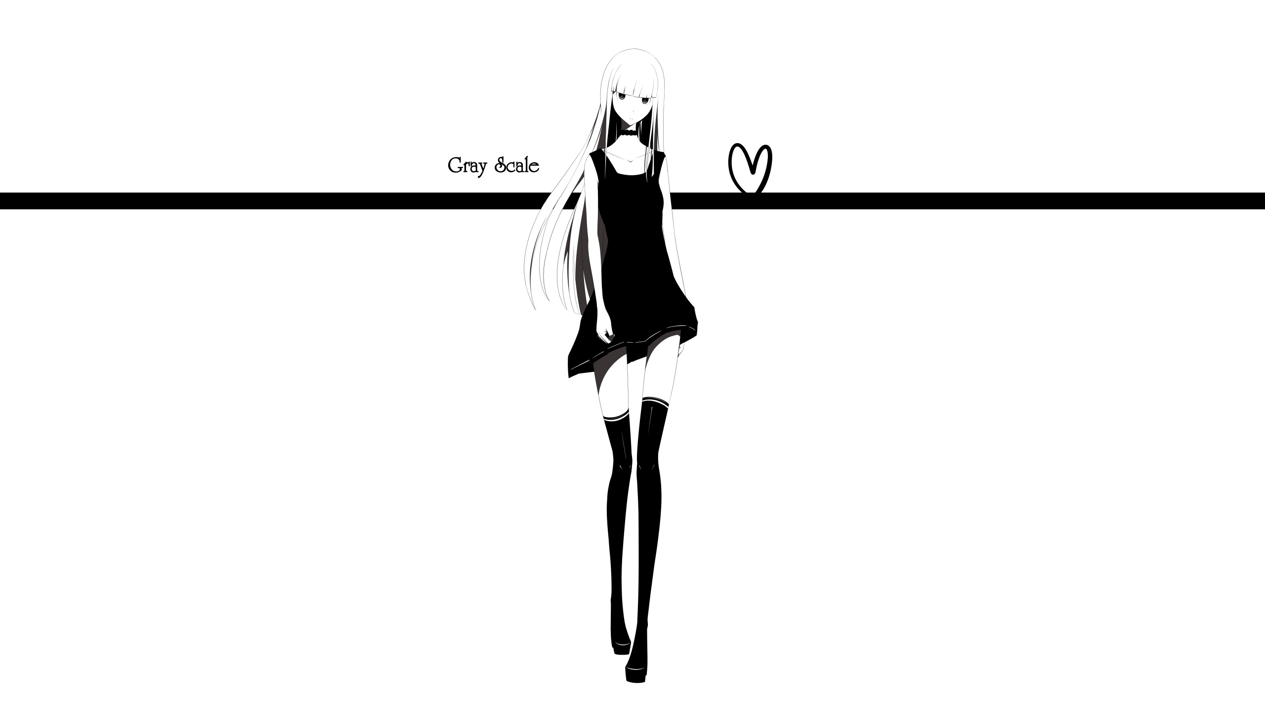 Anime girl with long hair and thigh-highs HD Wallpaper