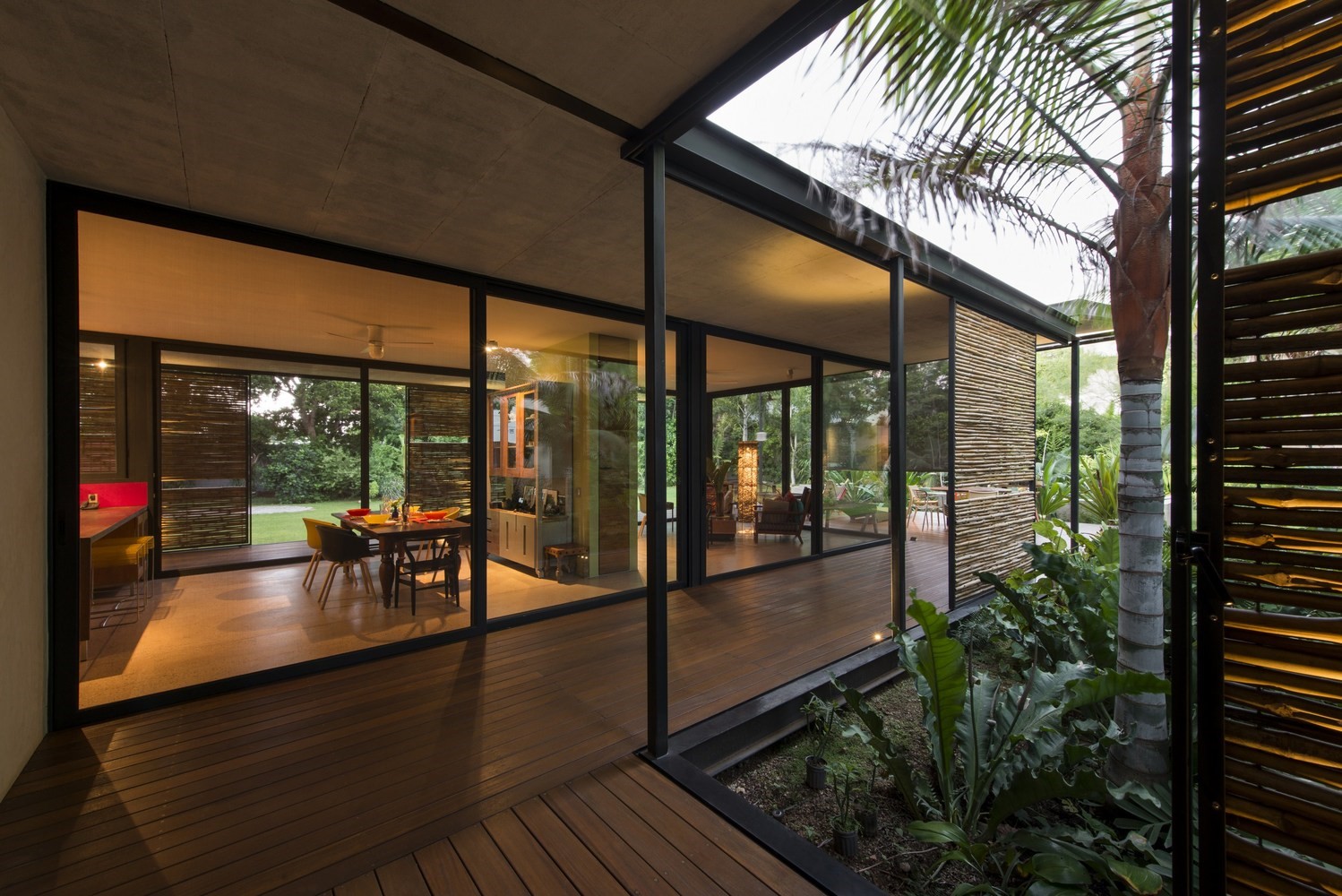 Modern house interior with dining area and living room HD Wallpaper