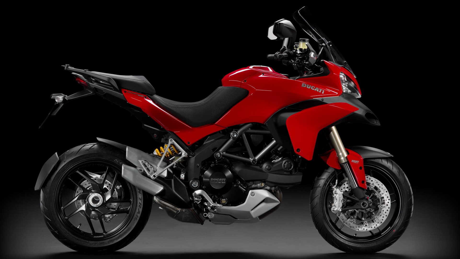 Red Ducati Multistrada motorcycle HD Wallpaper