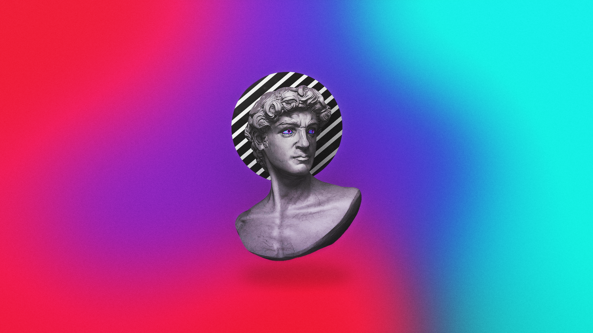 Bust of David with striped halo on gradient background HD Wallpaper