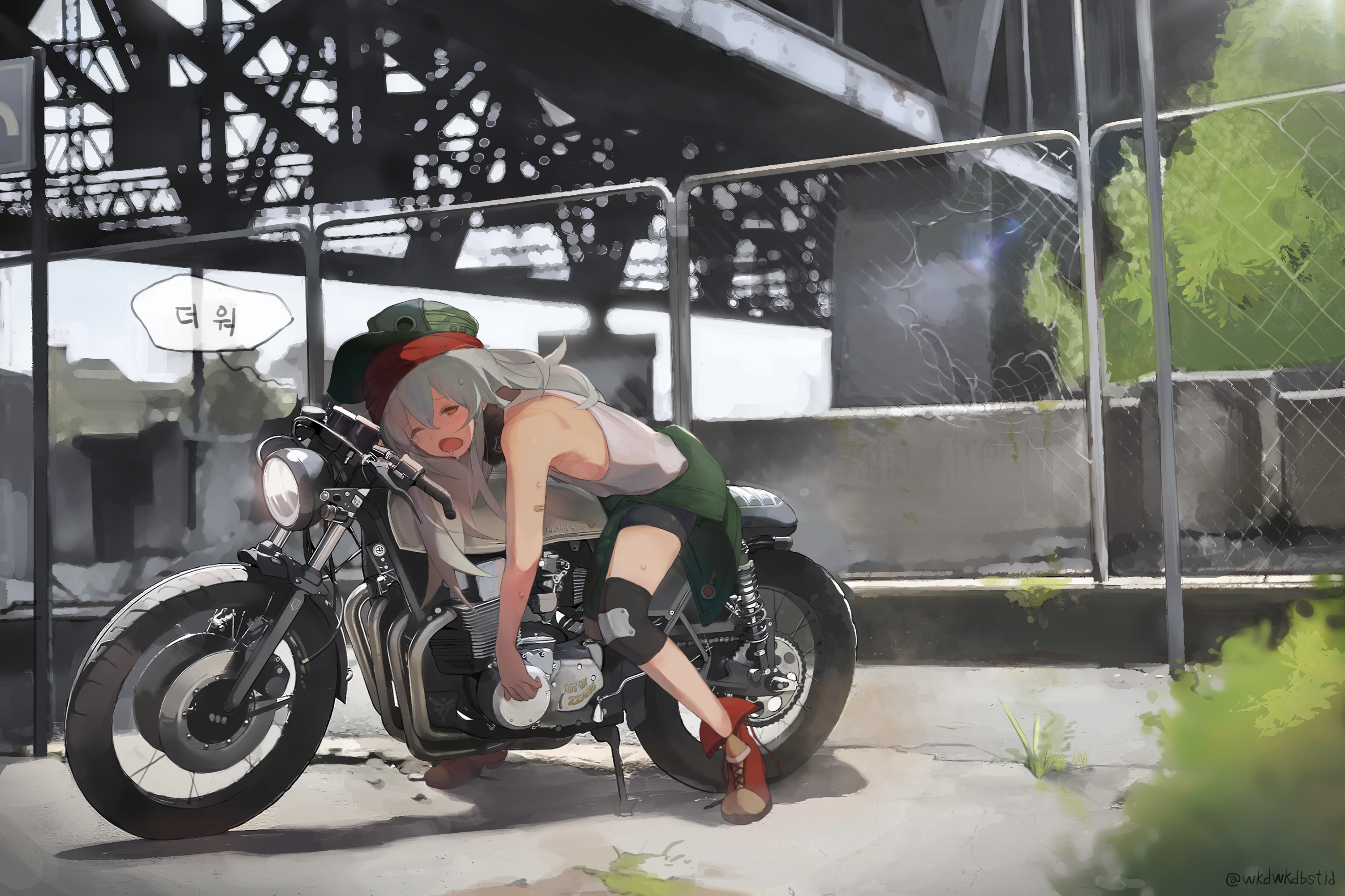 G11 from Girls Frontline lying on a motorcycle HD Wallpaper