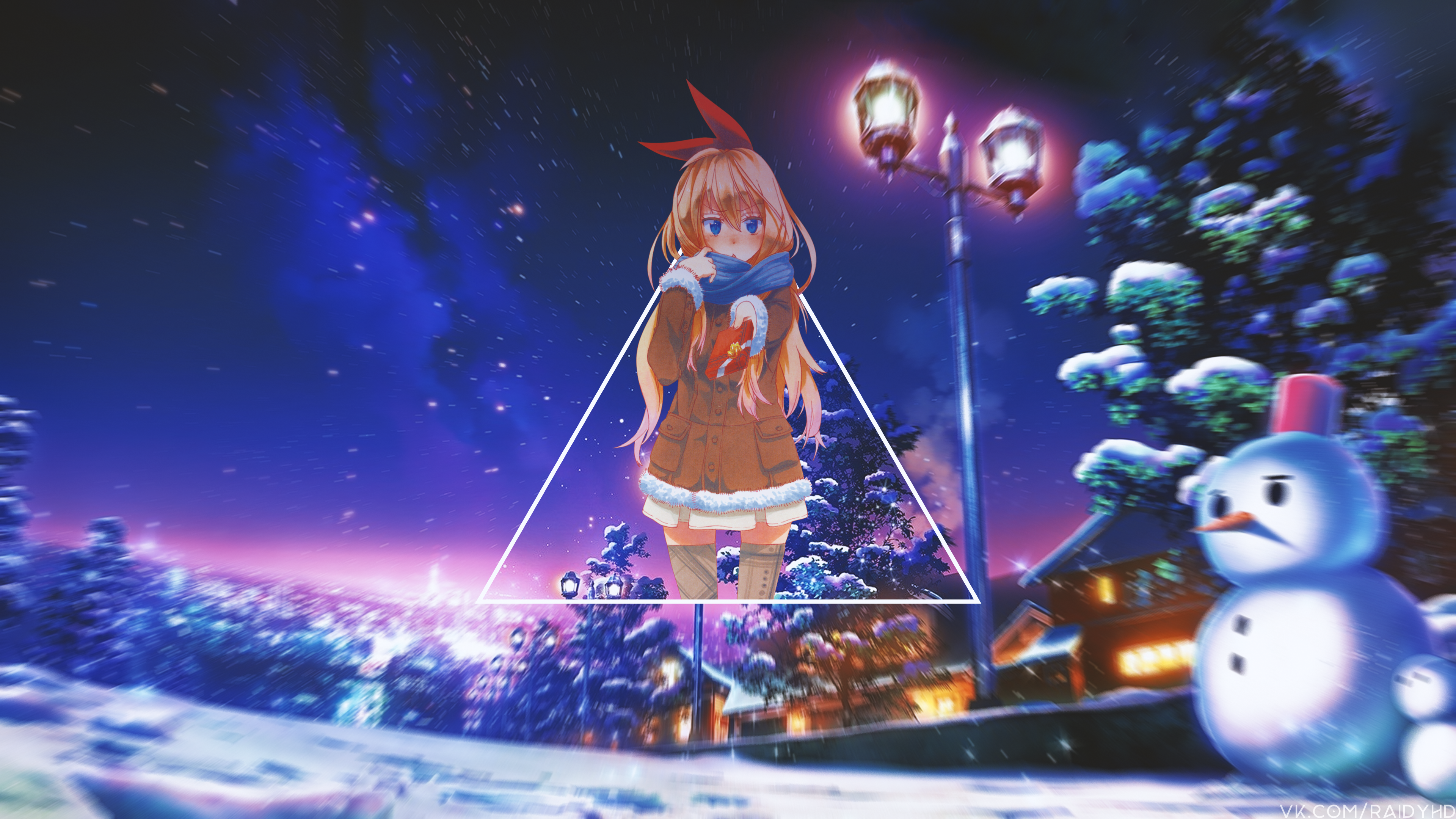 Kirisaki Chitoge from Nisekoi in a winter scene HD Wallpaper