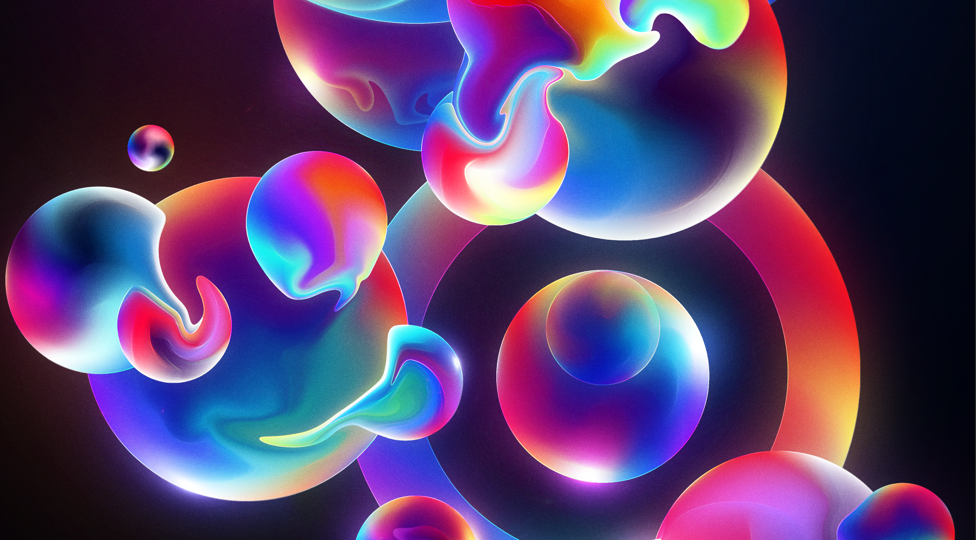 Abstract colorful fluid shapes and spheres HD Wallpaper