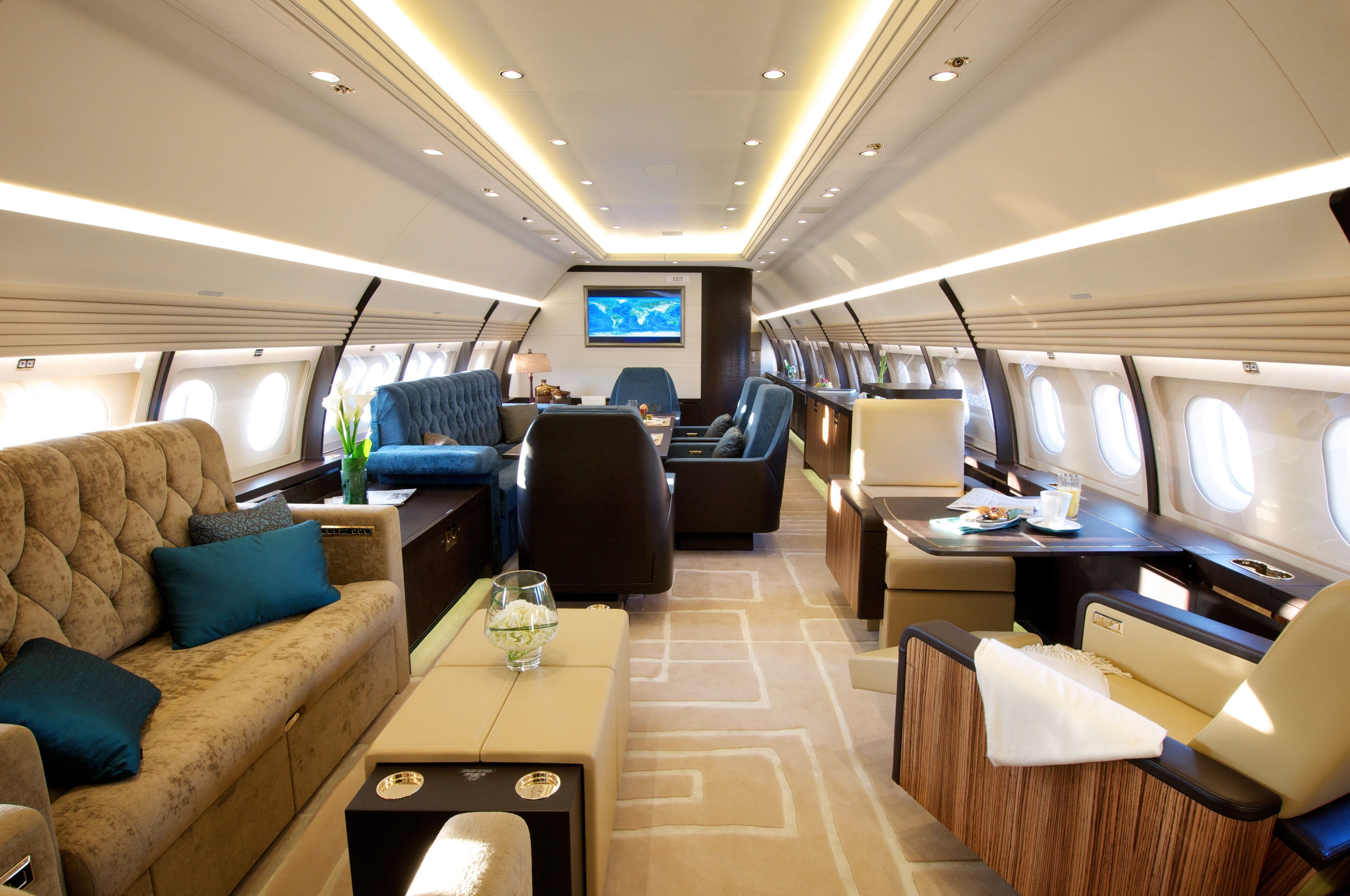 Luxury private jet interior HD Wallpaper