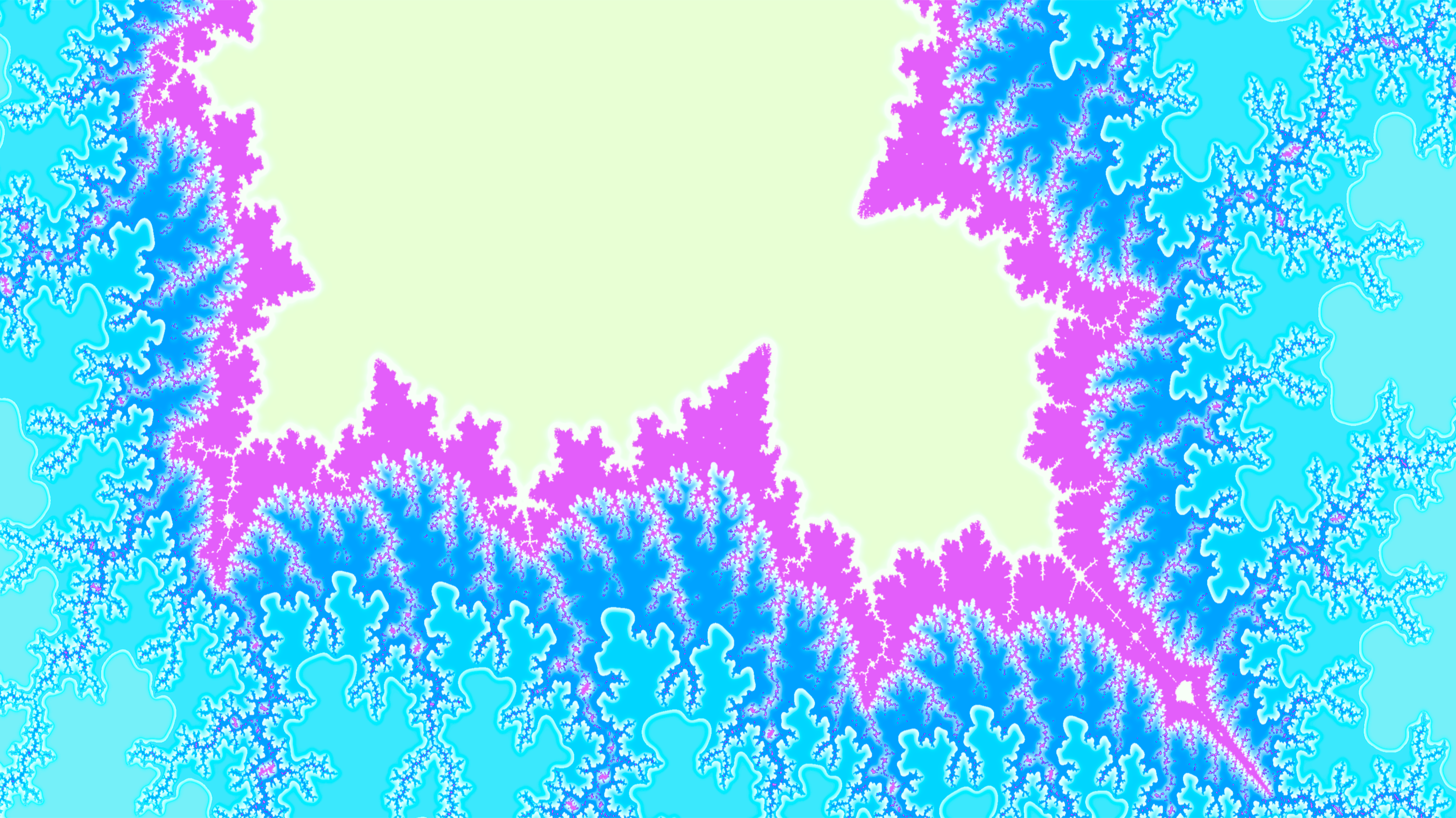Abstract fractal pattern with pink, blue, and cyan colors HD Wallpaper