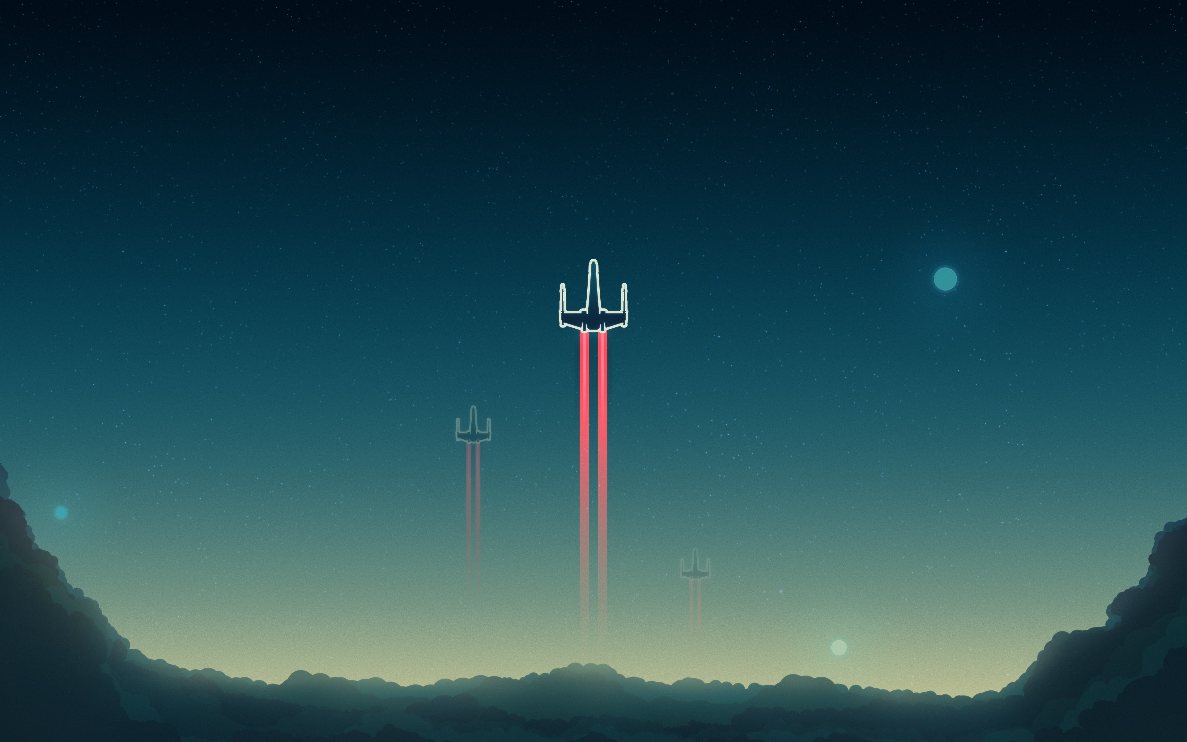 Star Wars X-wings flying in space HD Wallpaper