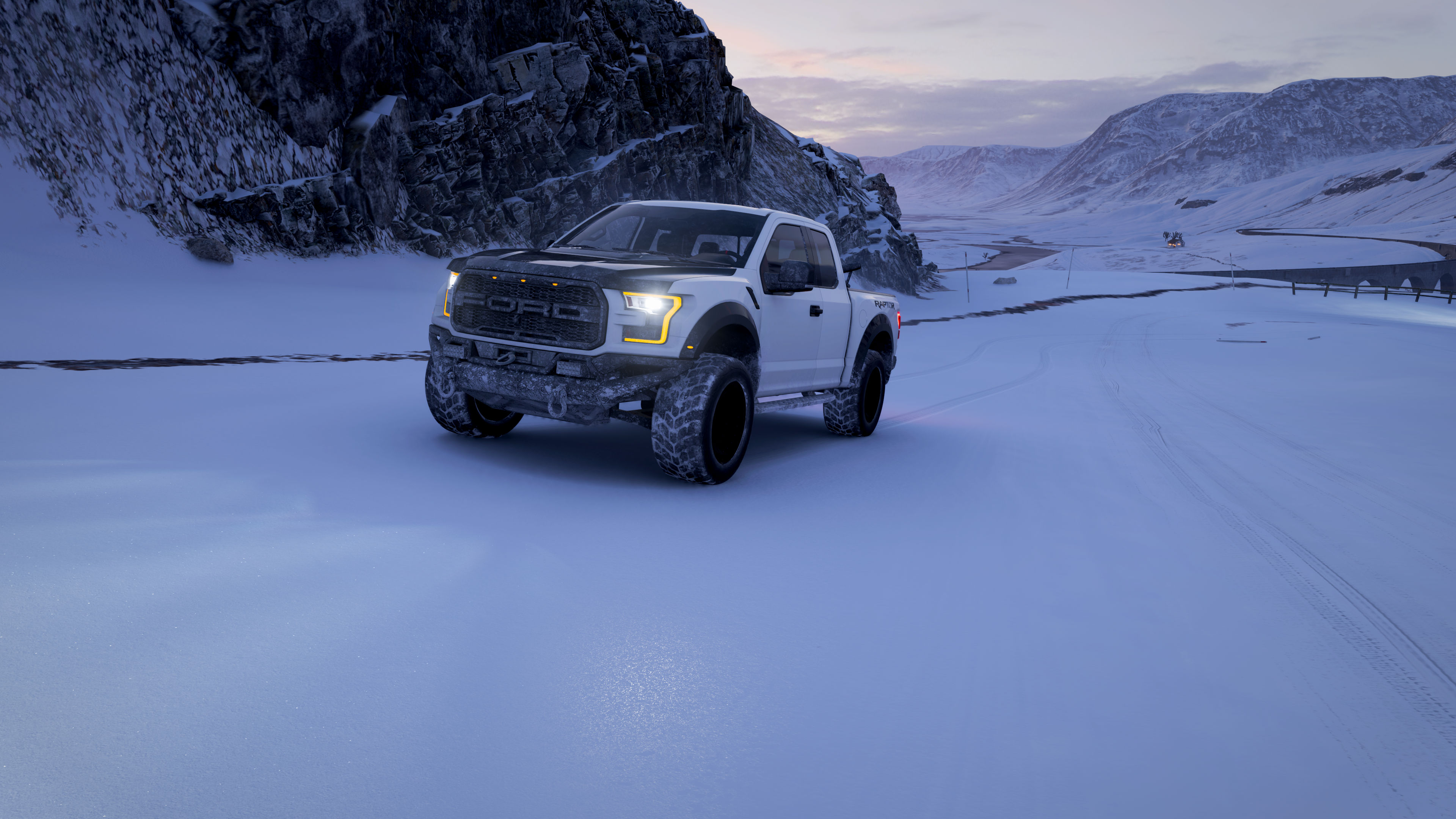 4K Forza Horizon 4 Ford Raptor in Snowy Landscape HD Wallpaper