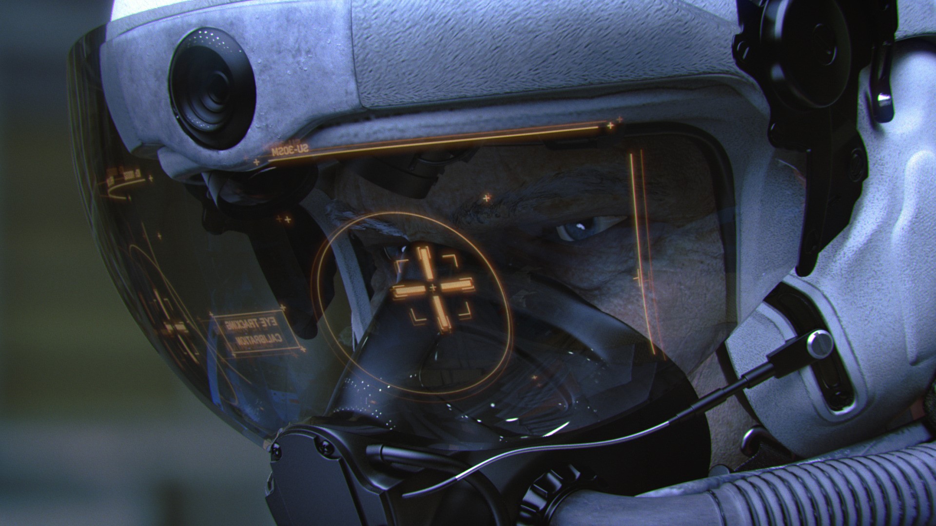 Ace Combat 7 pilot with helmet and HUD HD Wallpaper