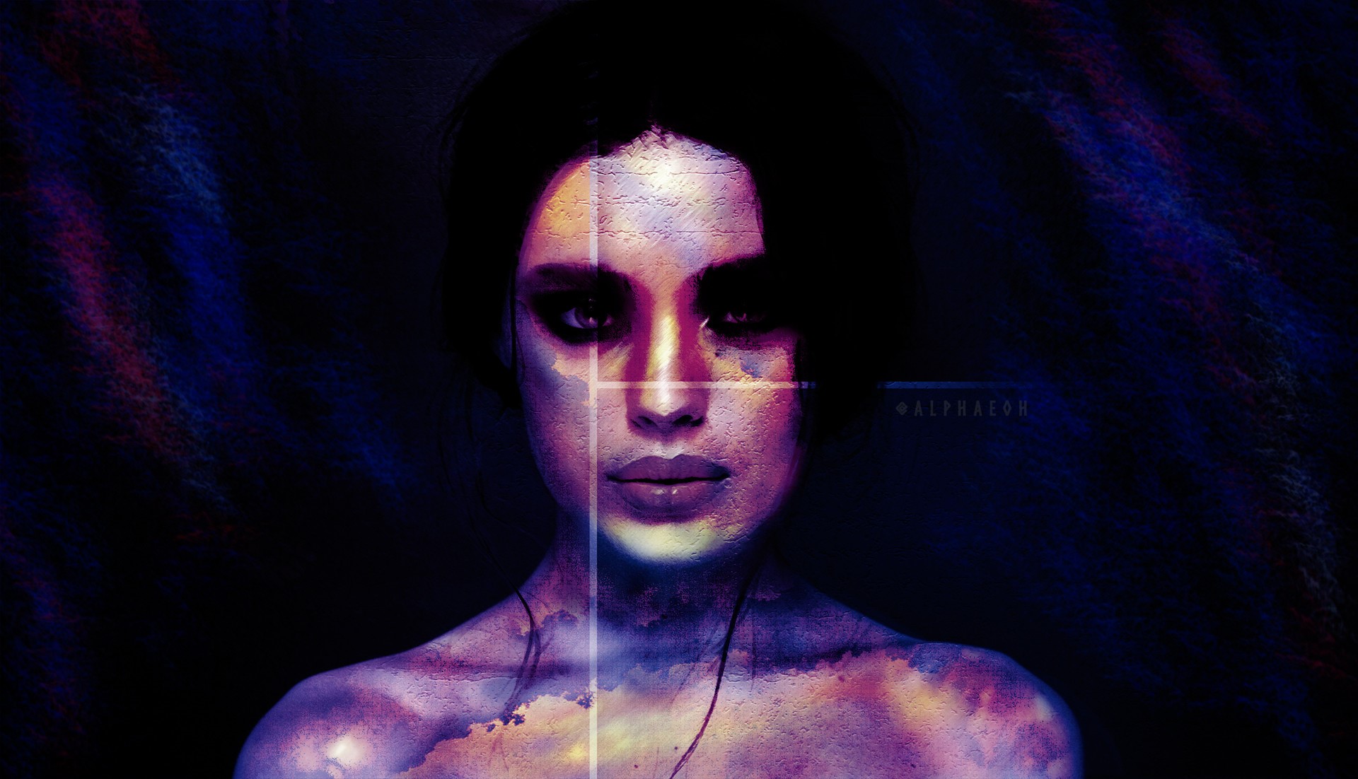 Woman's face with digital art overlay HD Wallpaper