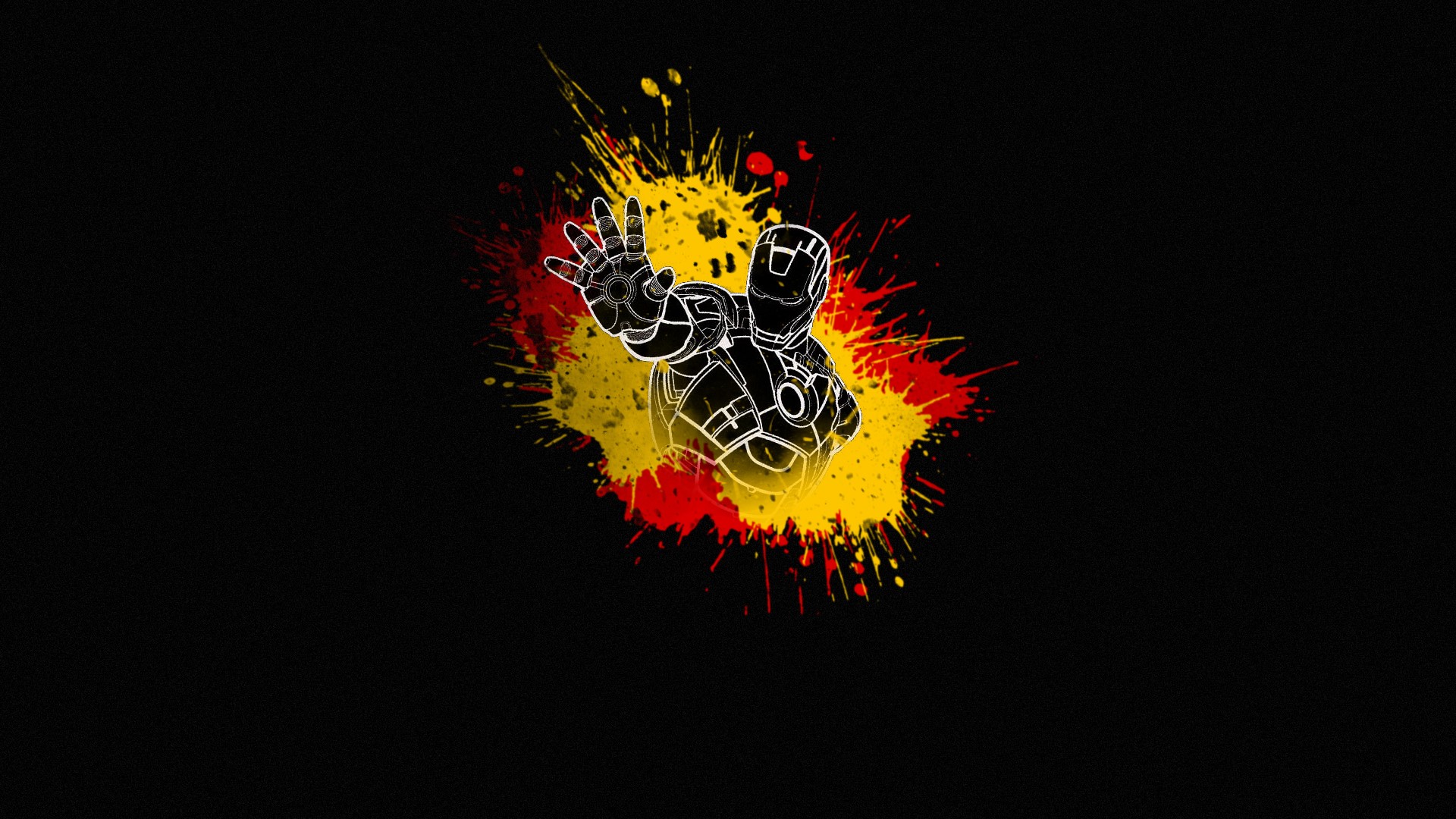 Iron Man from Marvel Comics with red and yellow paint splashes HD Wallpaper