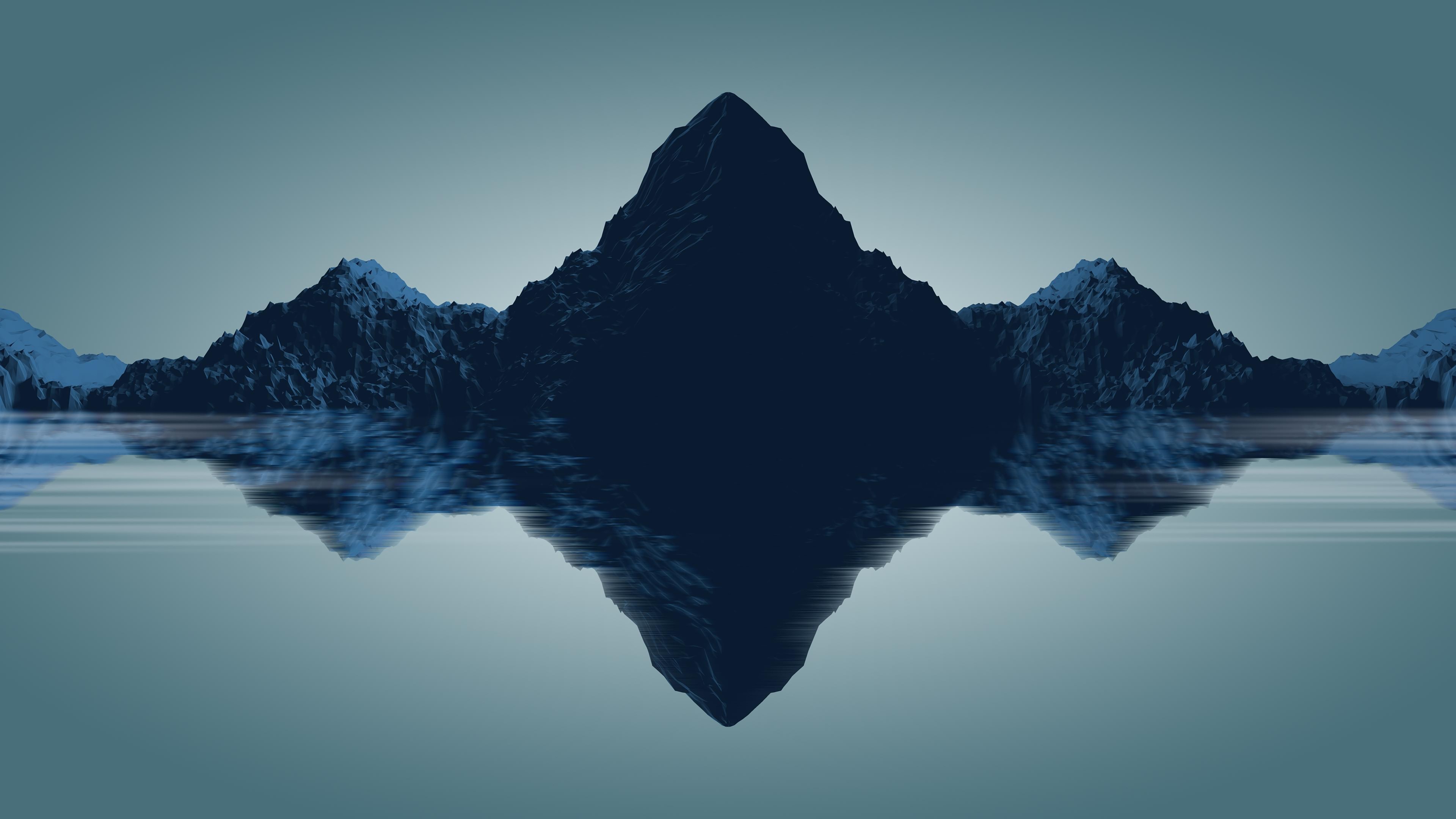 Abstract mountain reflection digital art HD Wallpaper