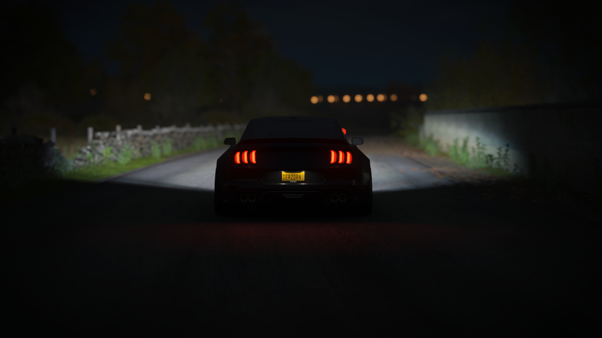 Ford Mustang driving at night in Forza Horizon 4 HD Wallpaper