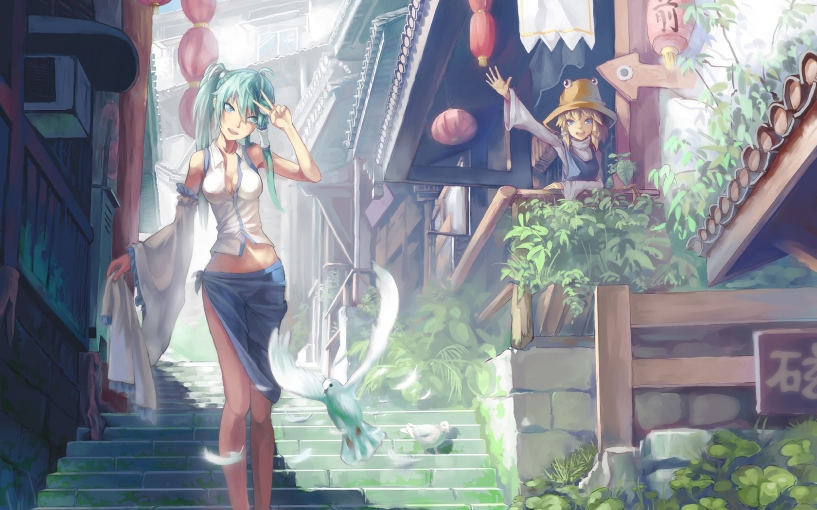 Kochiya Sanae and Moriya Suwako from Touhou HD Wallpaper