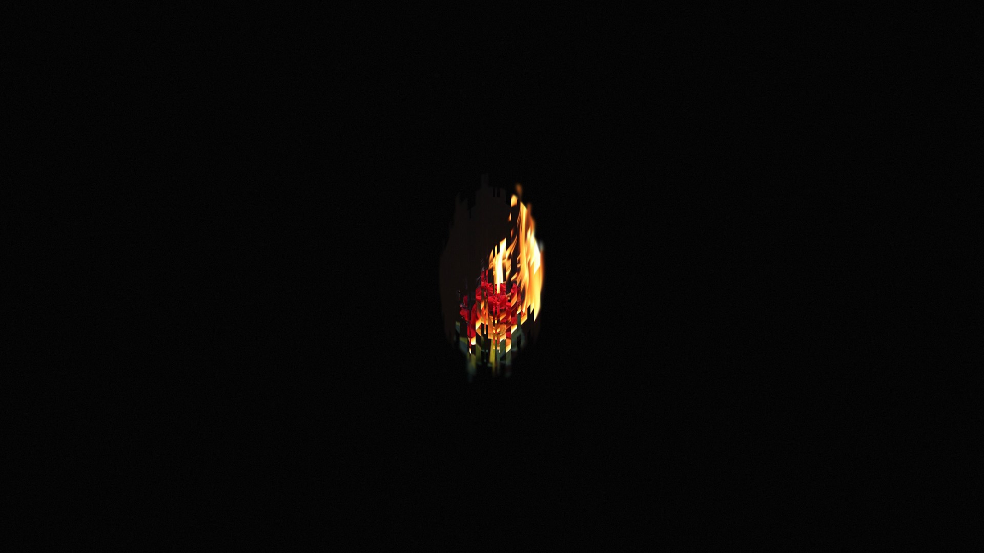 A single rose on fire against a black background HD Wallpaper