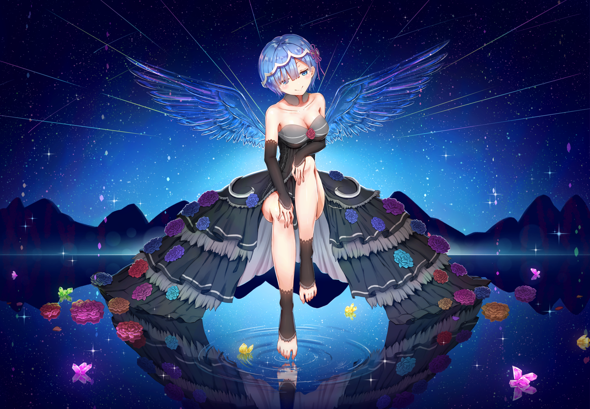 Rem from Re:Zero with Angel Wings HD Wallpaper