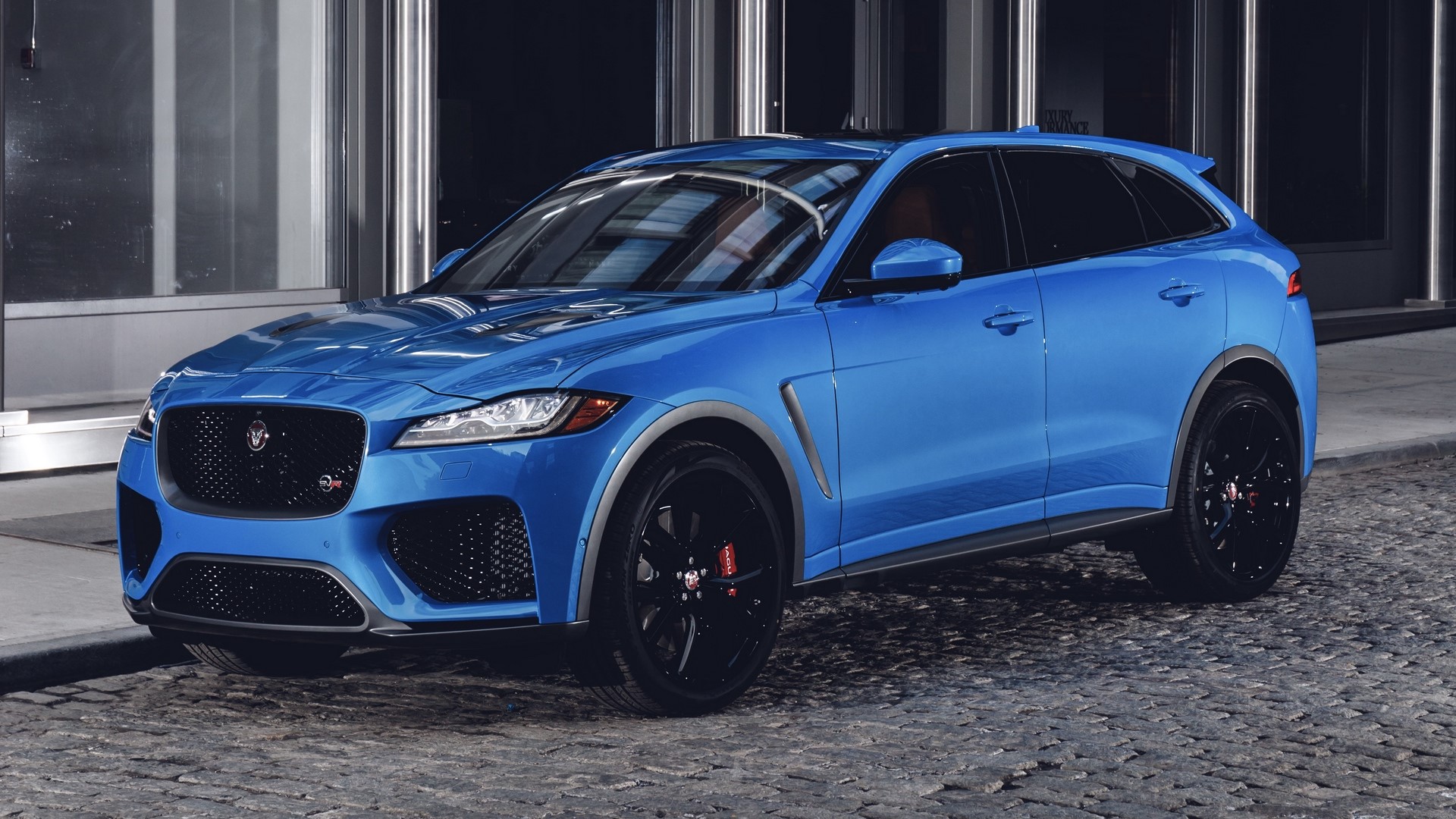 Blue Jaguar F-Pace SVR SUV HD Wallpaper