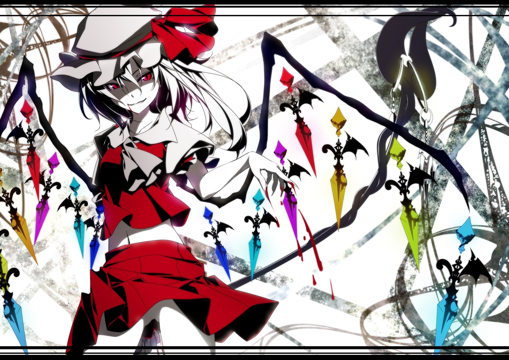 Flandre Scarlet from Touhou with magical weapons HD Wallpaper
