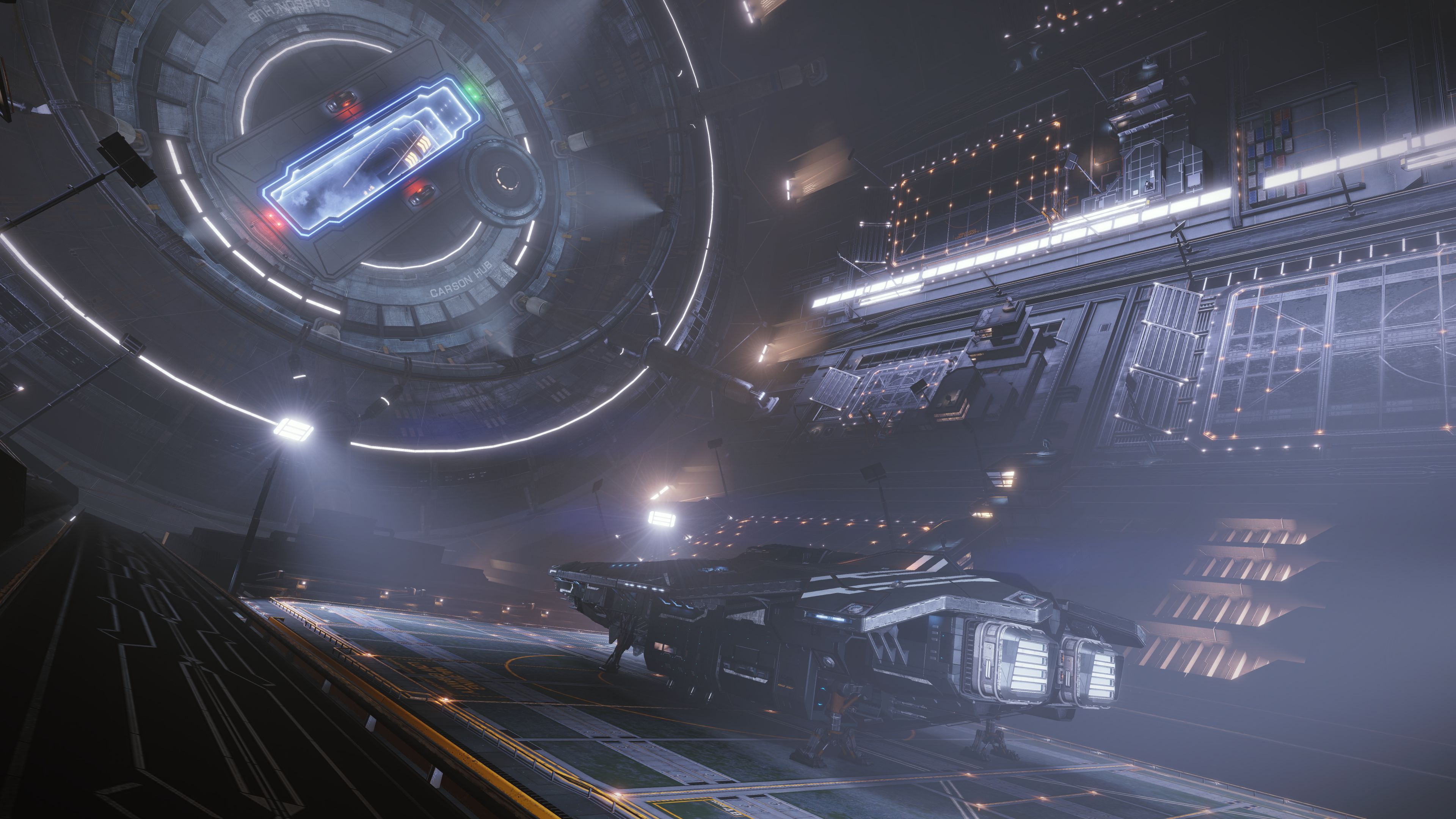 Anaconda spaceship in Elite: Dangerous docking bay HD Wallpaper