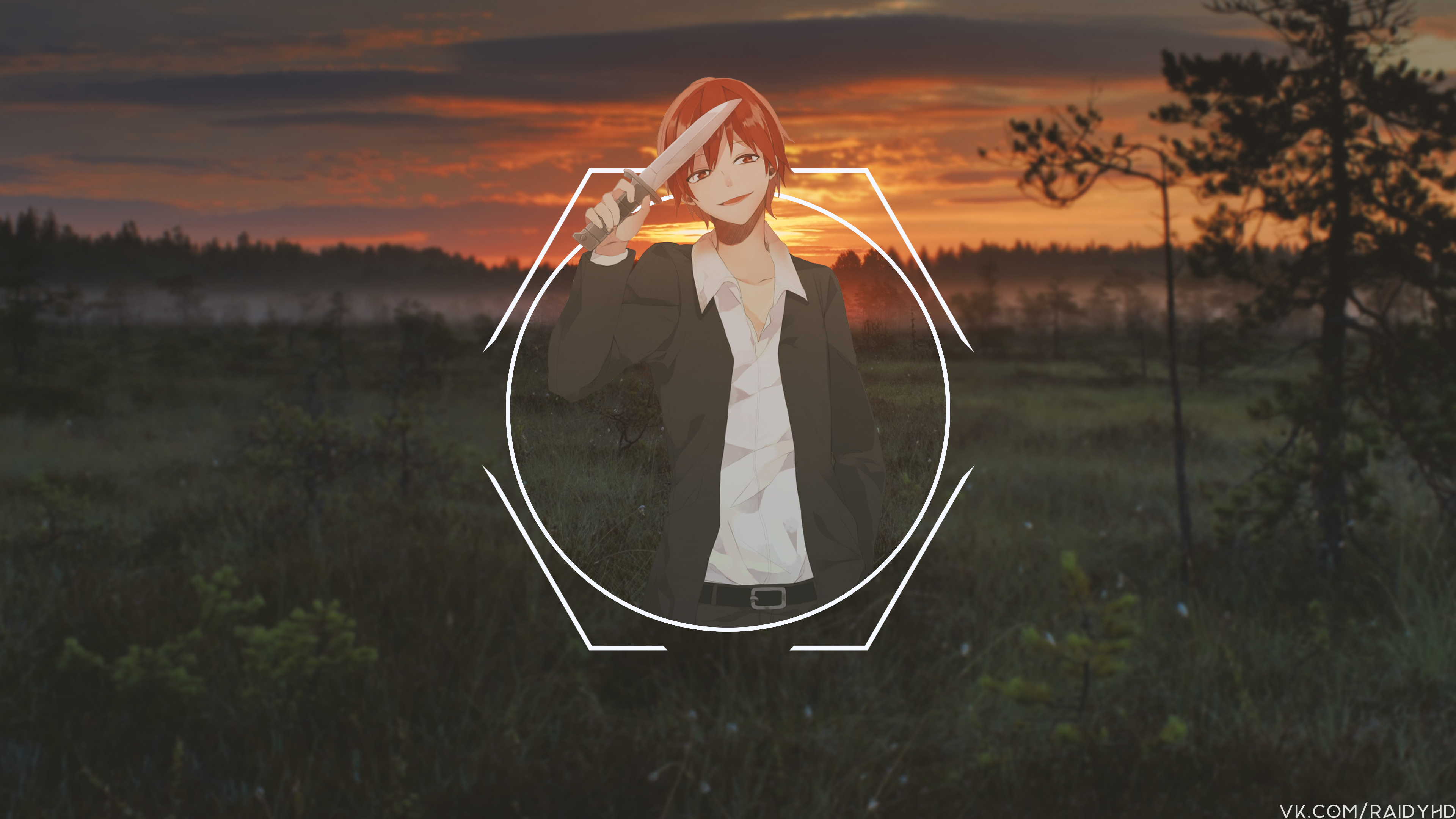 Karma Akabane from Assassination Classroom holding a knife HD Wallpaper