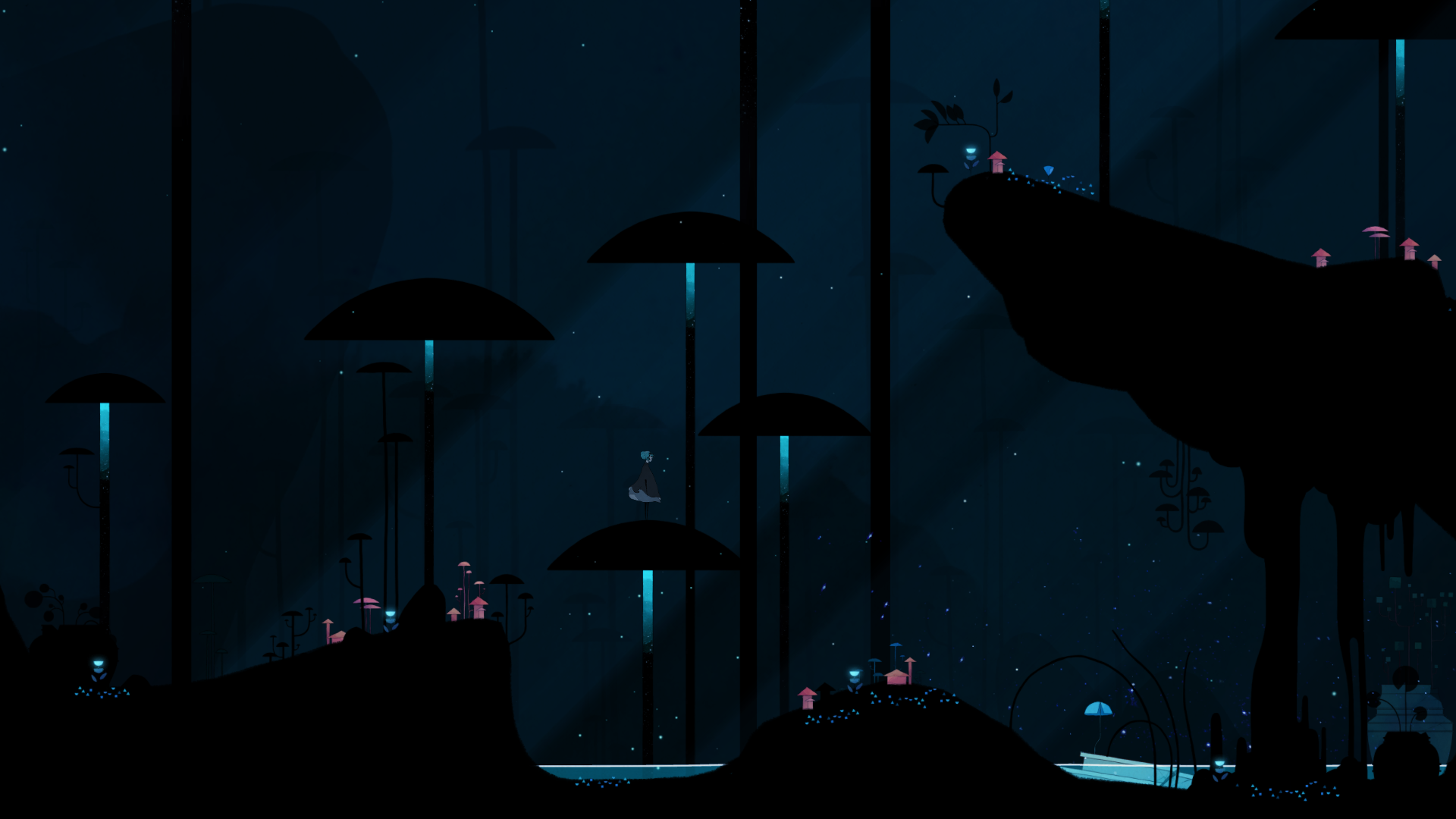 Gris video game art with mushrooms HD Wallpaper
