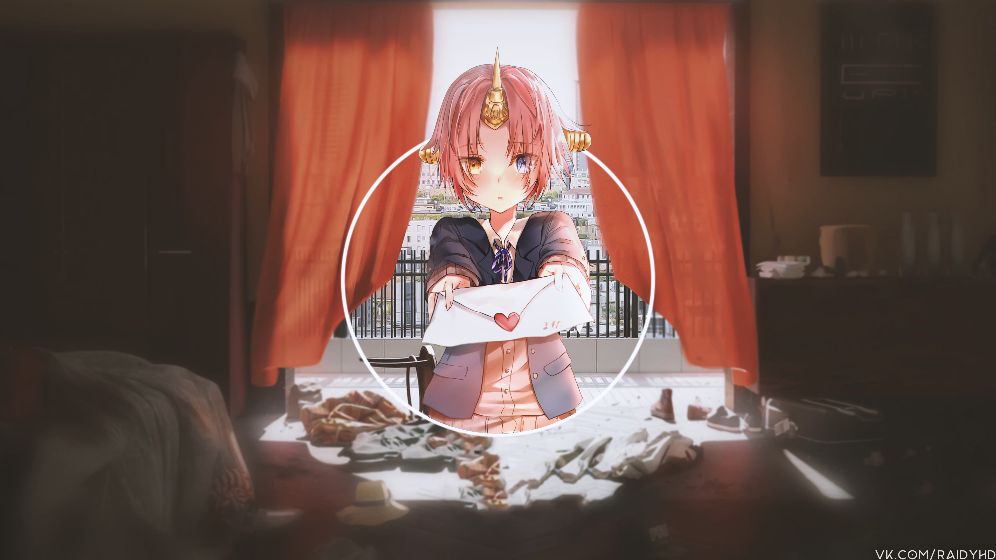 4K Picture-in-Picture Anime Girl with Letter HD Wallpaper