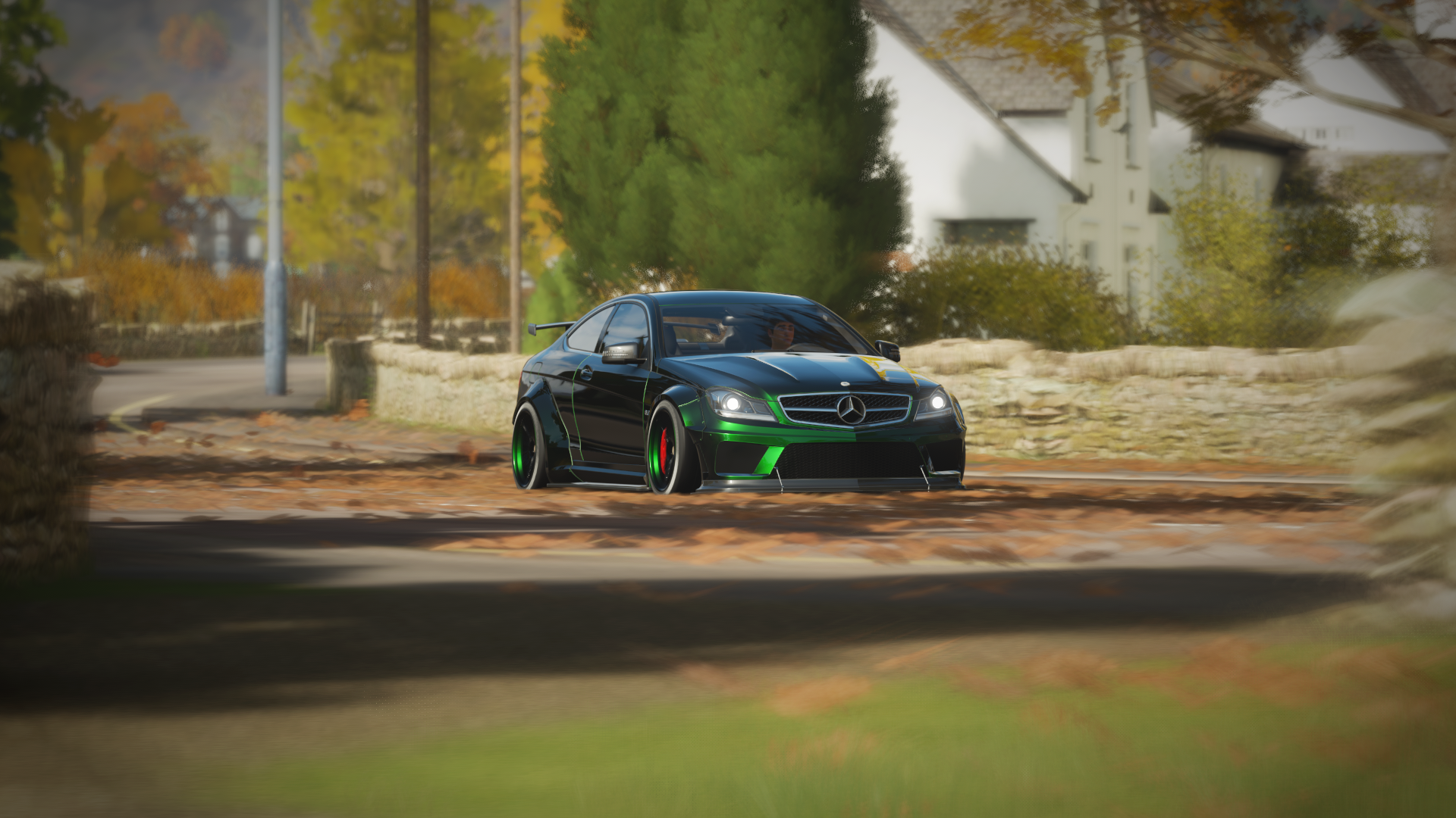 Black Mercedes-AMG C63 Coupe in Forza Horizon 4 HD Wallpaper