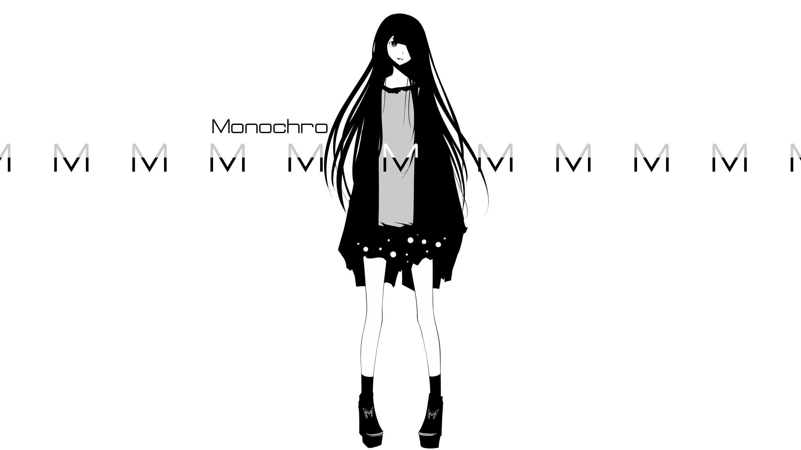 Anime girl with long black hair and skirt HD Wallpaper