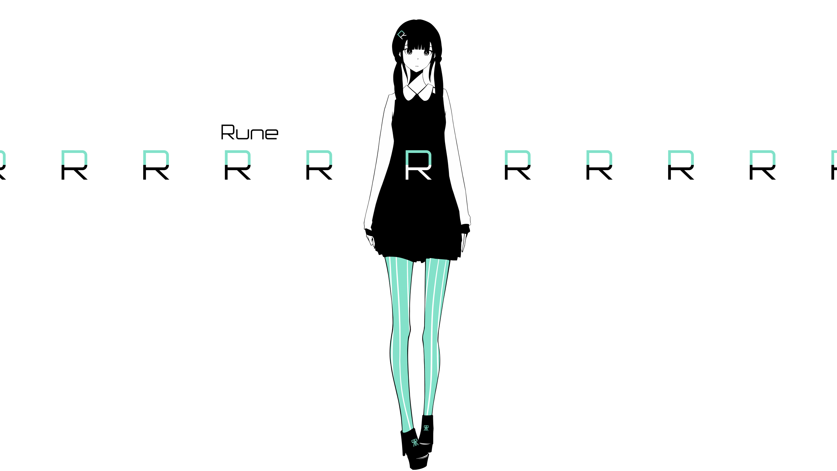 Anime girl with Rune logo HD Wallpaper