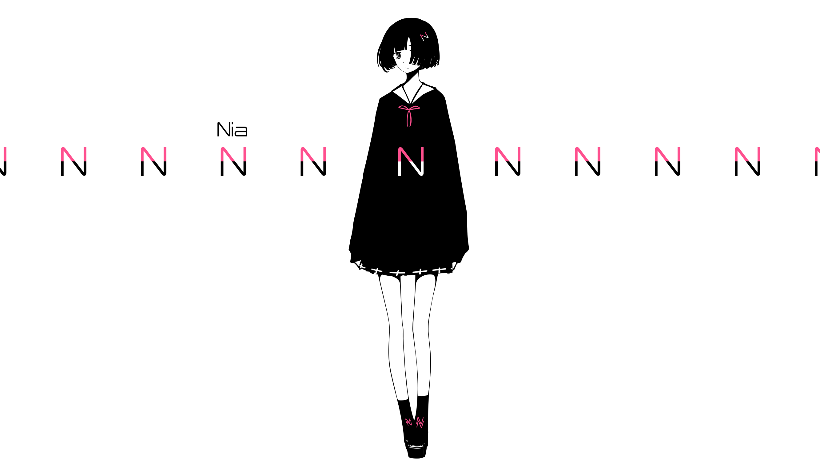 Nia anime girl with black dress and short hair HD Wallpaper