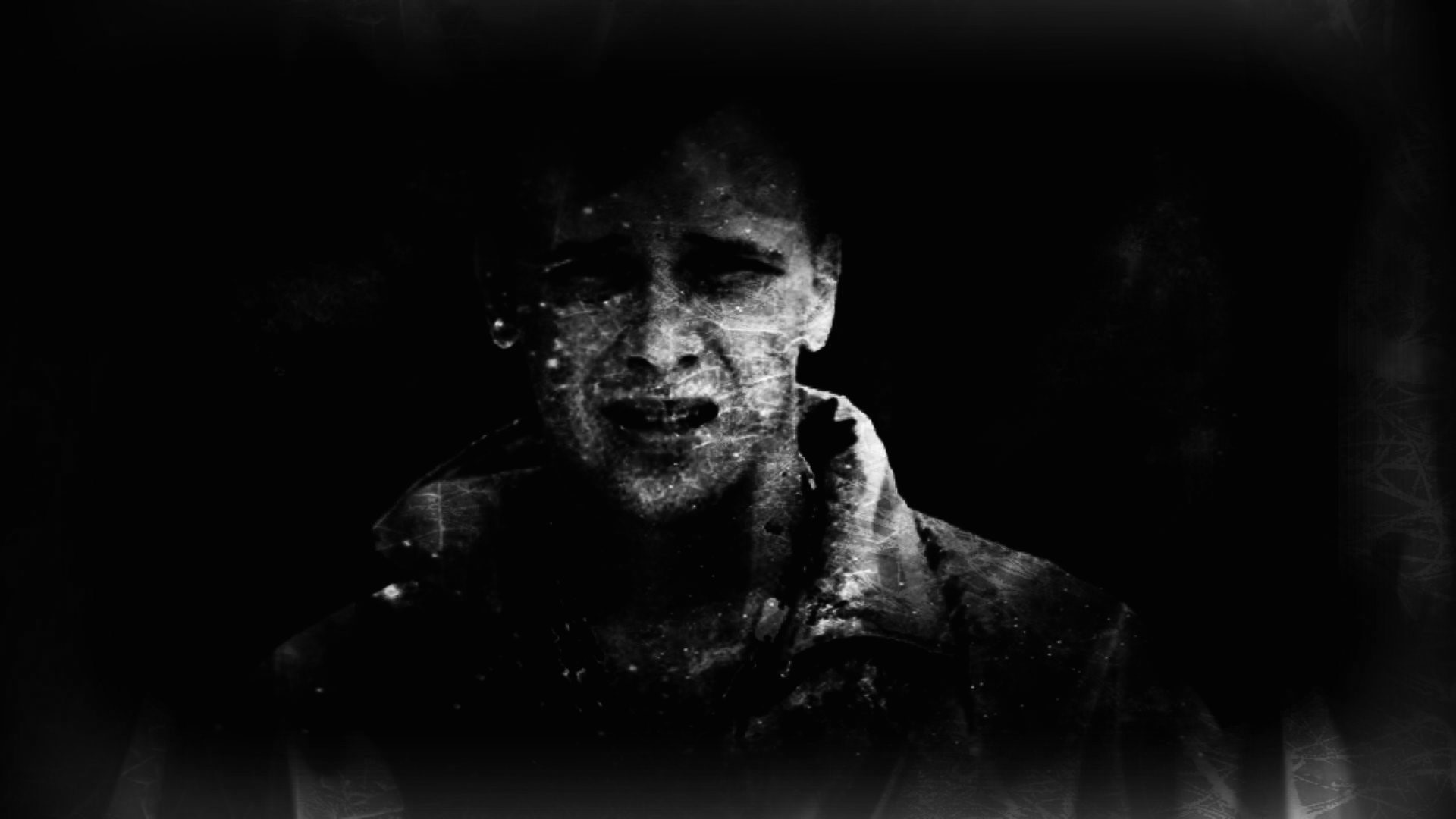 Monochrome close-up of a distressed person HD Wallpaper