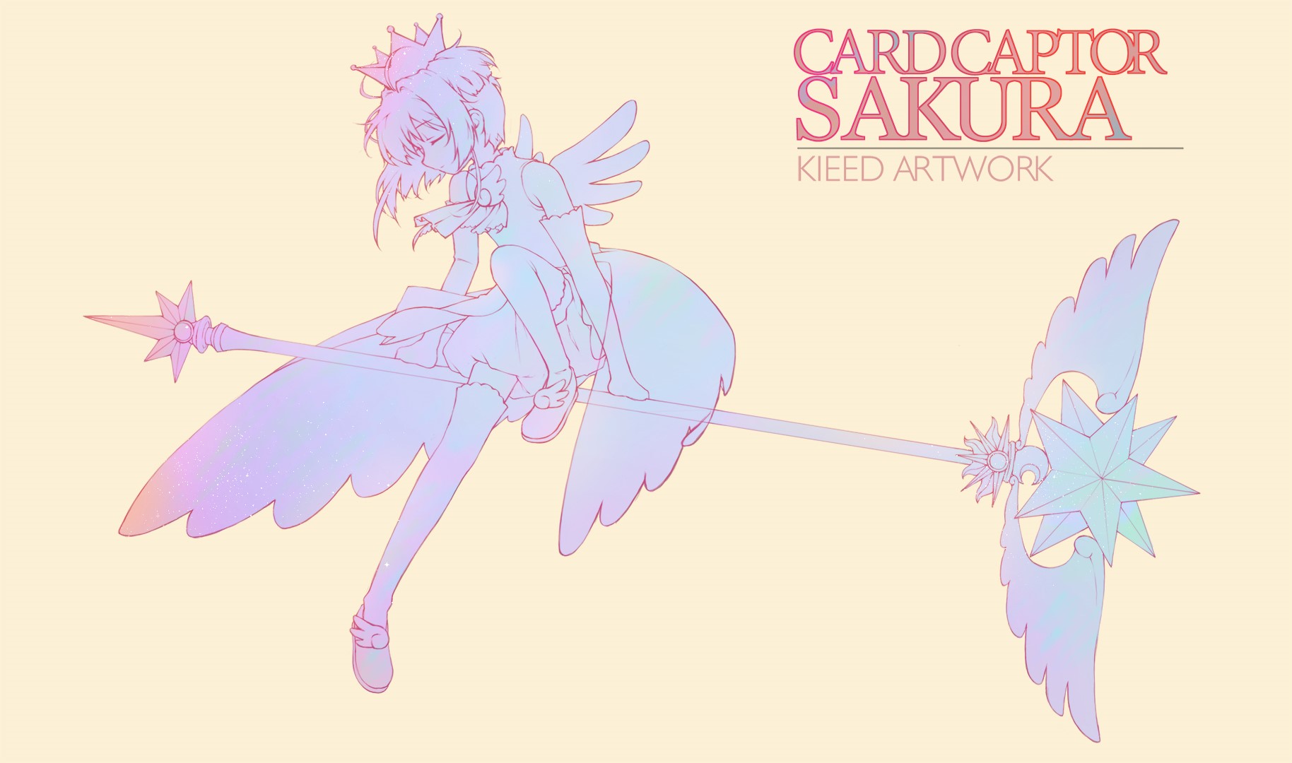 Sakura Kinomoto from Cardcaptor Sakura with staff HD Wallpaper