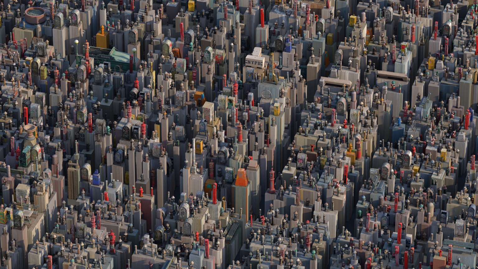 Miniature city with many buildings and skyscrapers HD Wallpaper
