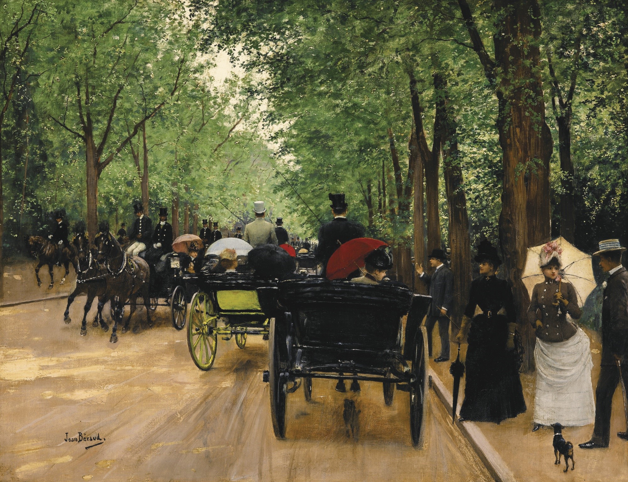 A Parisian Street Scene by Jean Beraud HD Wallpaper