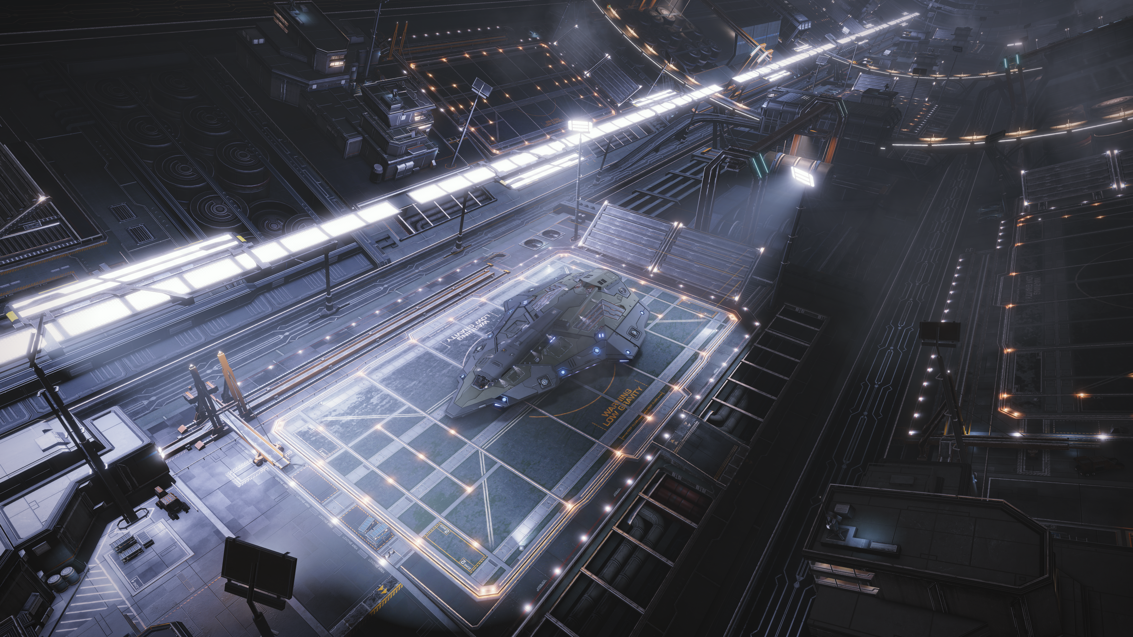 4K Elite: Dangerous Python spaceship in hangar HD Wallpaper