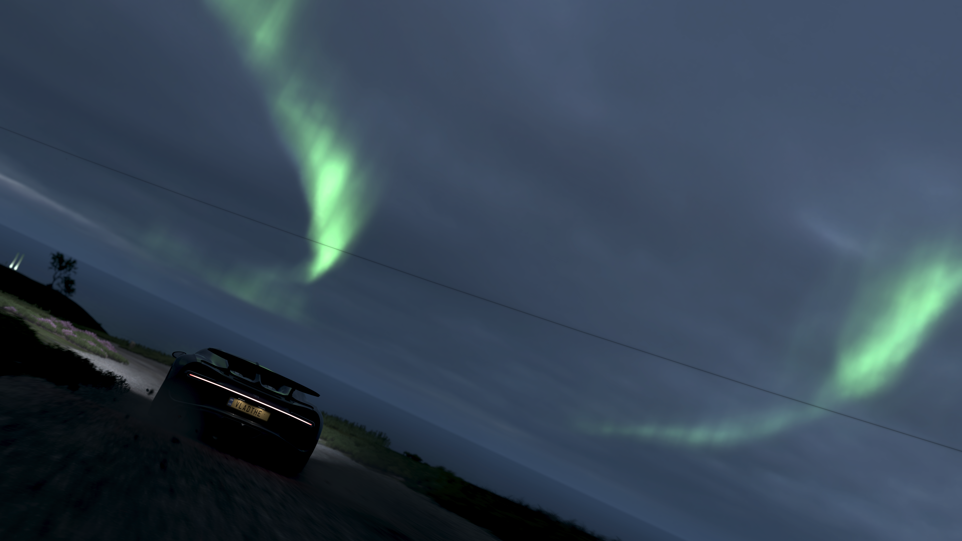 4K Forza Horizon 4 screenshot of a car under aurora borealis HD Wallpaper